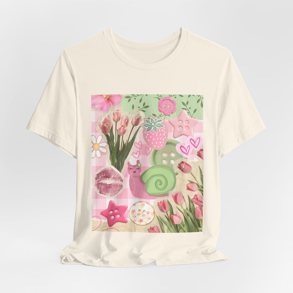 Whimsical Pink Scrapbook Short Sleeve Tee