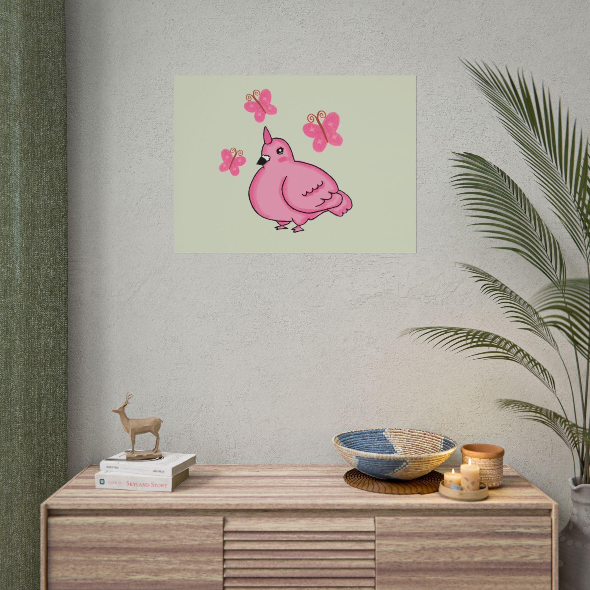 Unicorn Pigeon Butterfly Rolled Poster