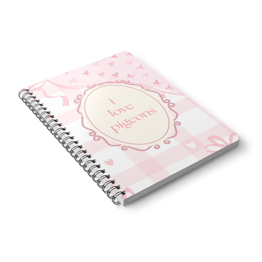 A5 Pink 'I Love Pigeons' Spiral Notebook