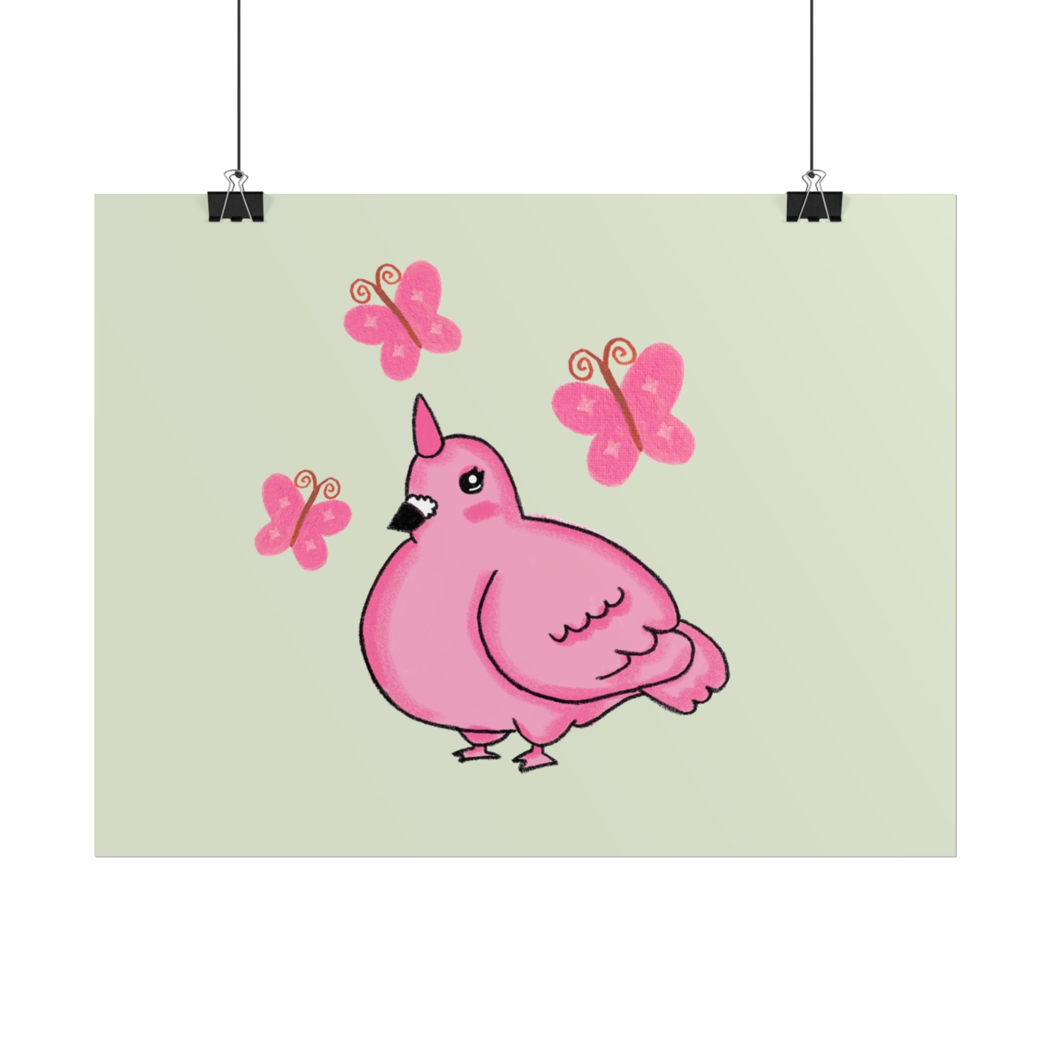 Unicorn Pigeon Butterfly Rolled Poster