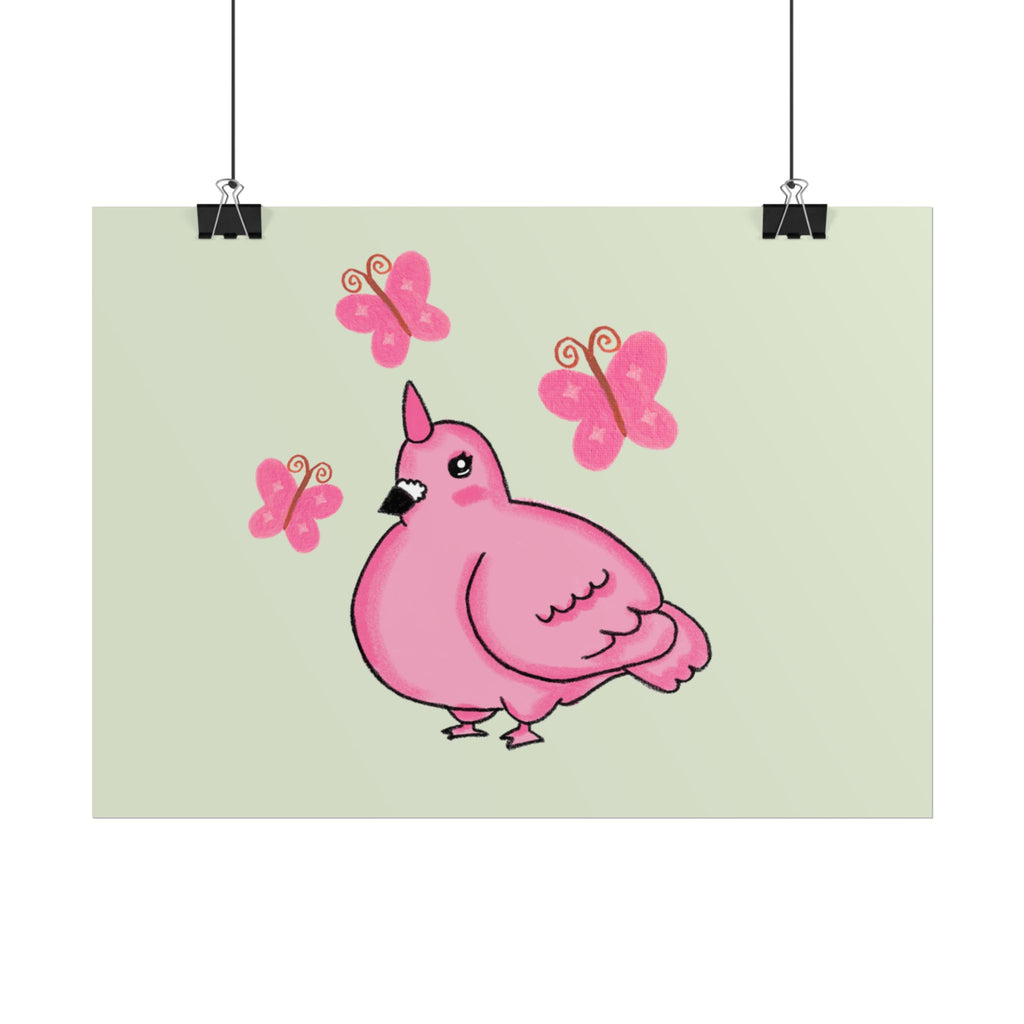 Unicorn Pigeon Butterfly Rolled Poster