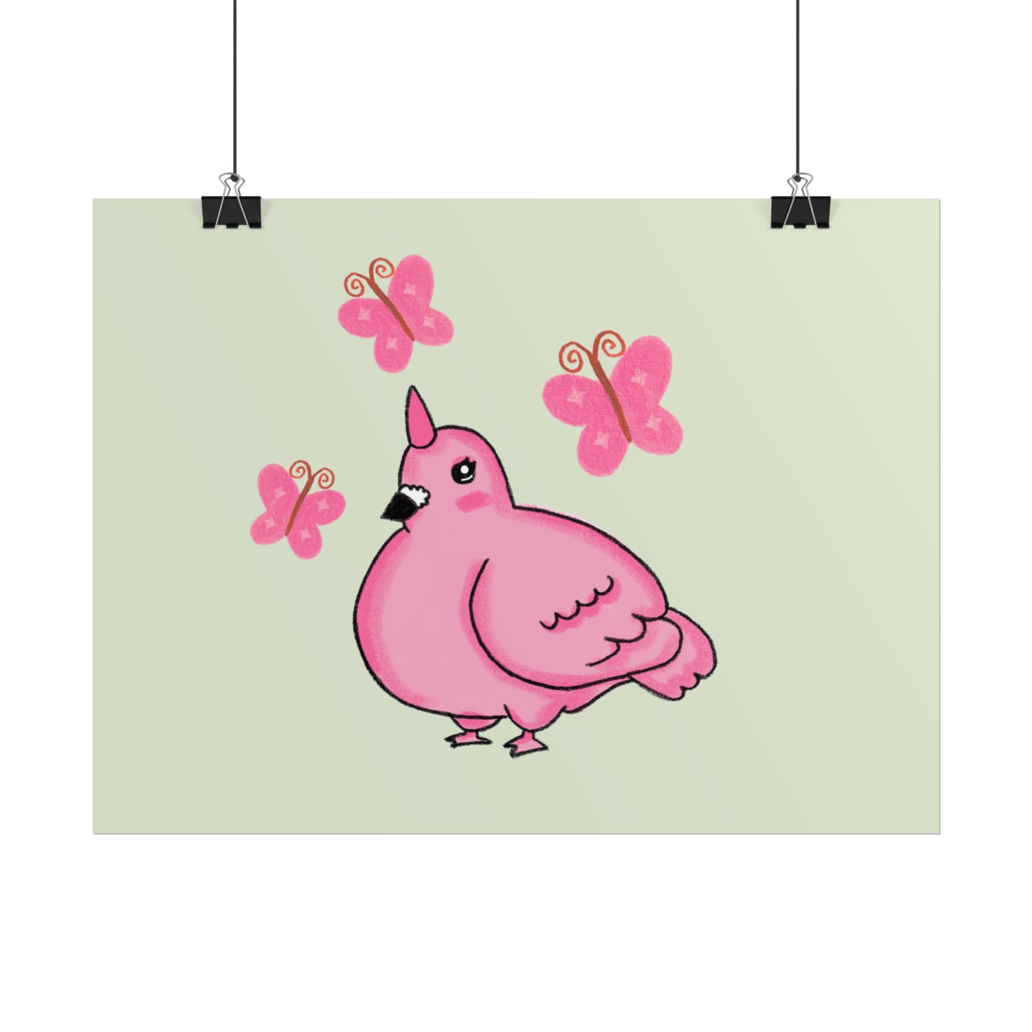 Unicorn Pigeon Butterfly Rolled Poster