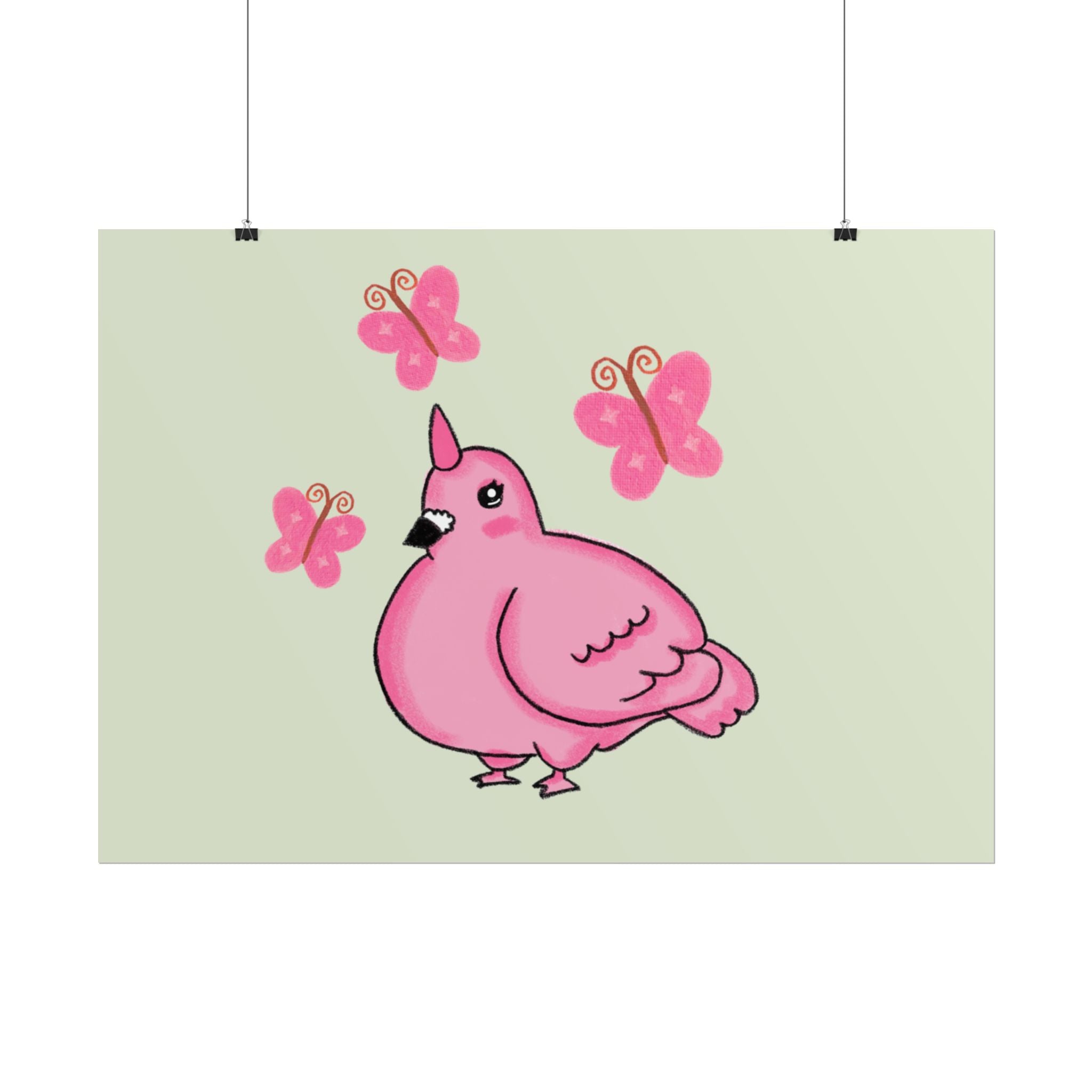 Unicorn Pigeon Butterfly Rolled Poster