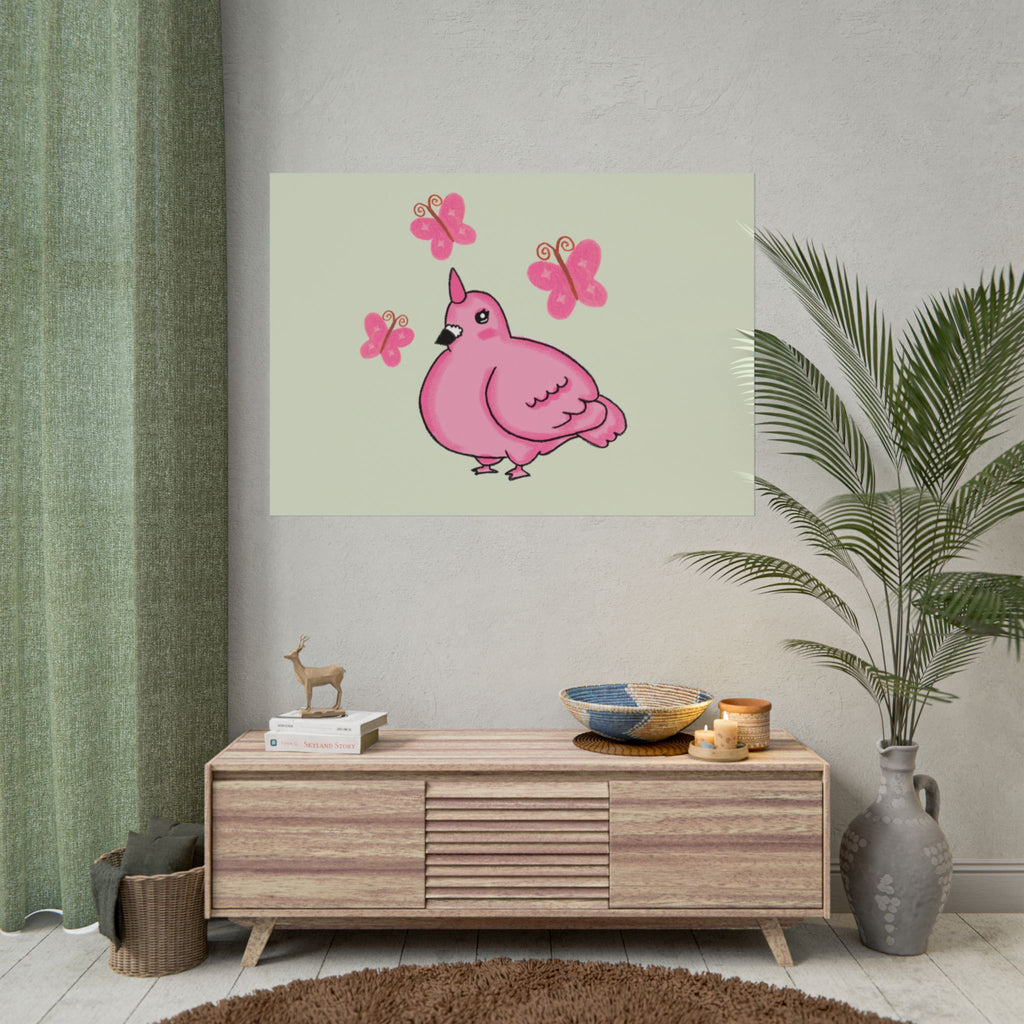 Unicorn Pigeon Butterfly Rolled Poster