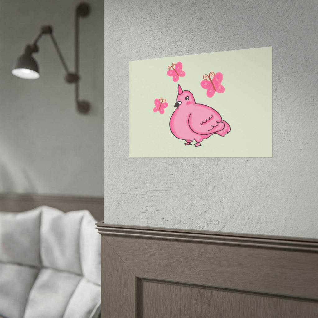 Unicorn Pigeon Butterfly Rolled Poster