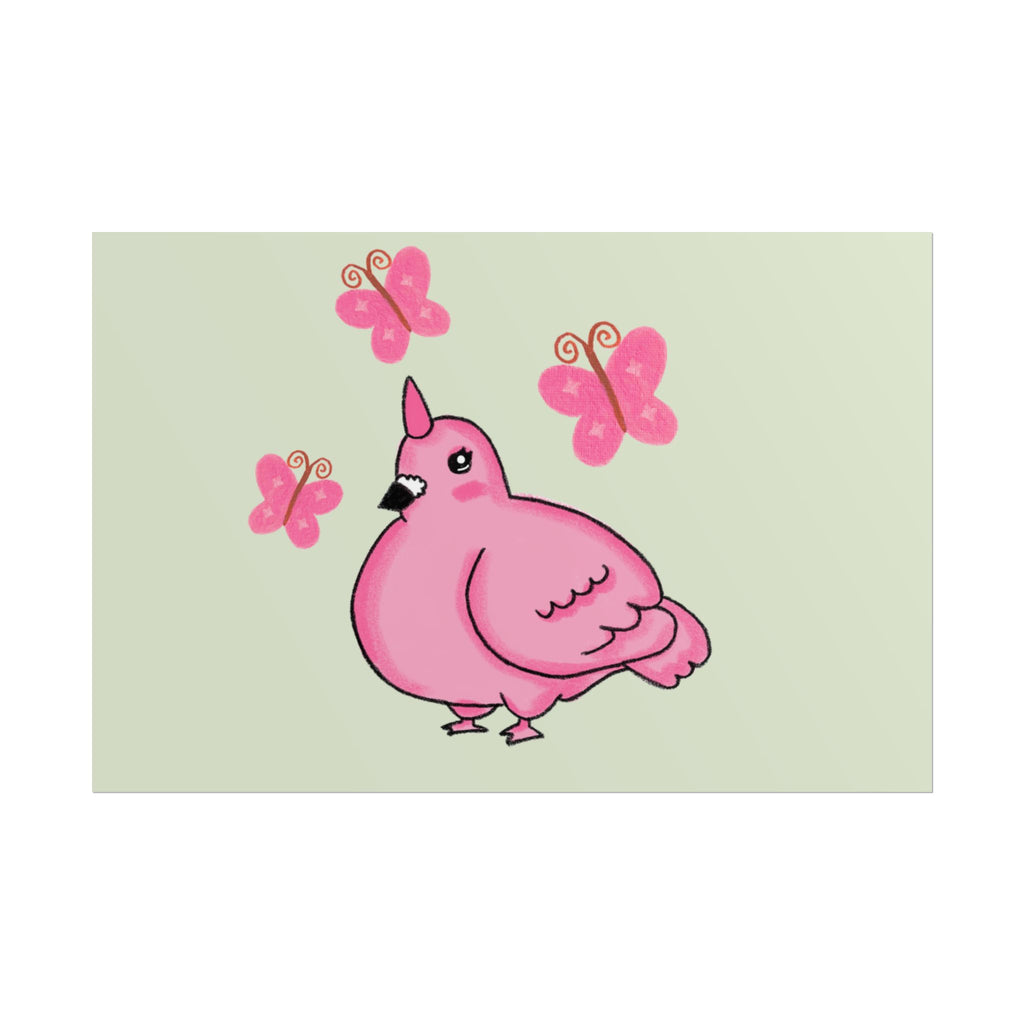 Unicorn Pigeon Butterfly Rolled Poster