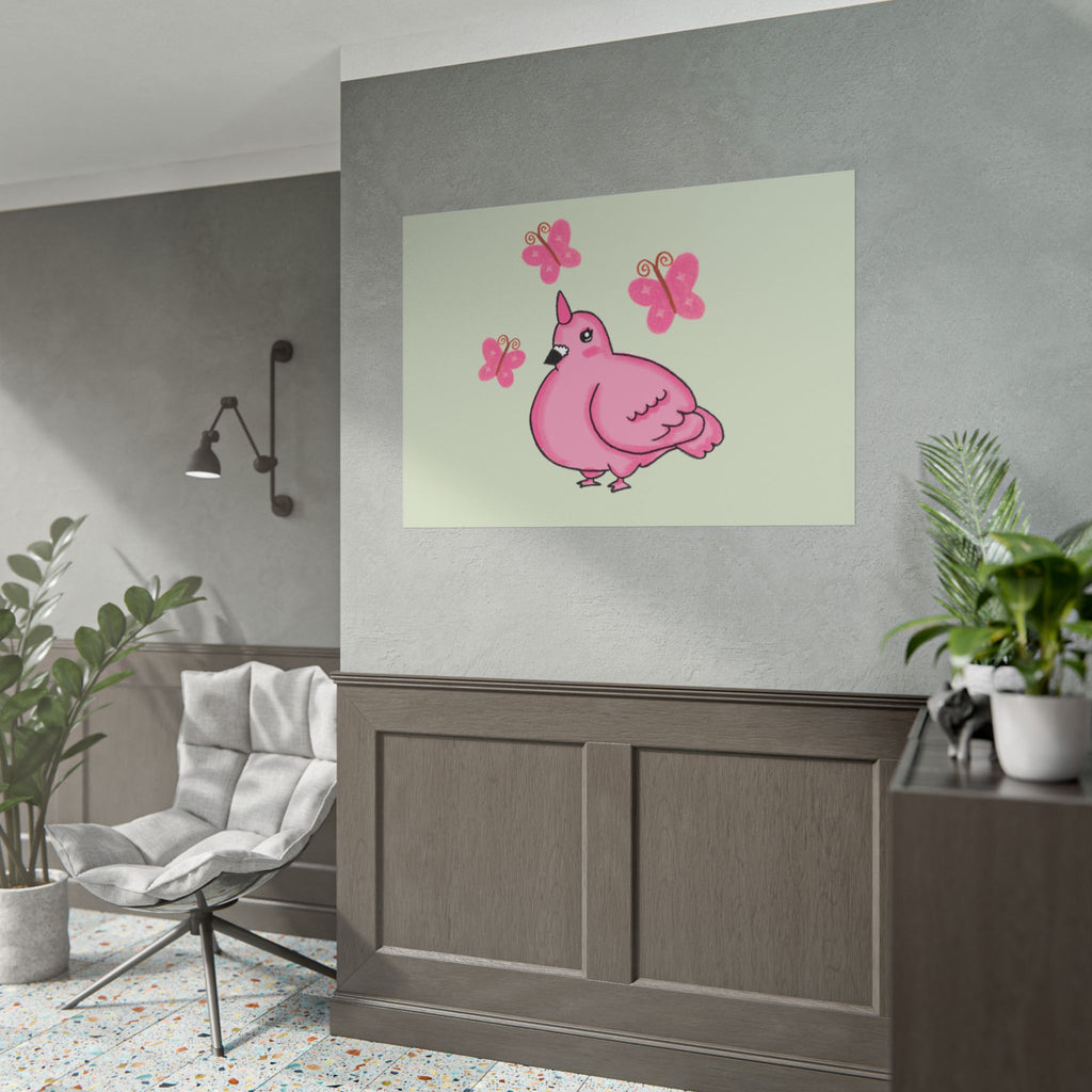 Unicorn Pigeon Butterfly Rolled Poster