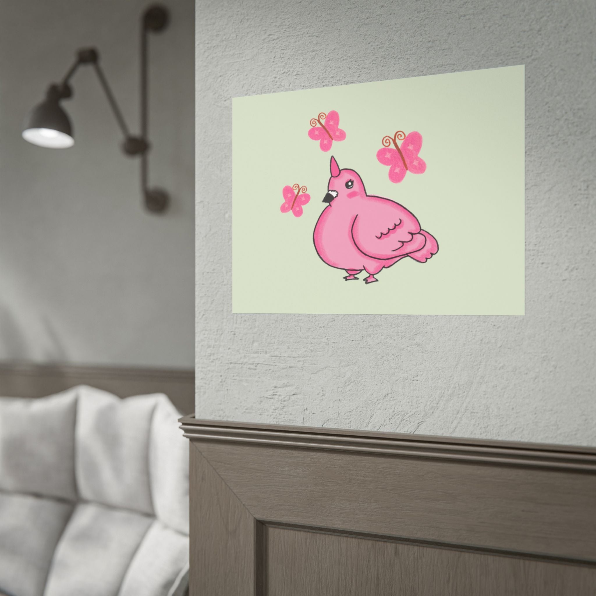 Unicorn Pigeon Butterfly Rolled Poster