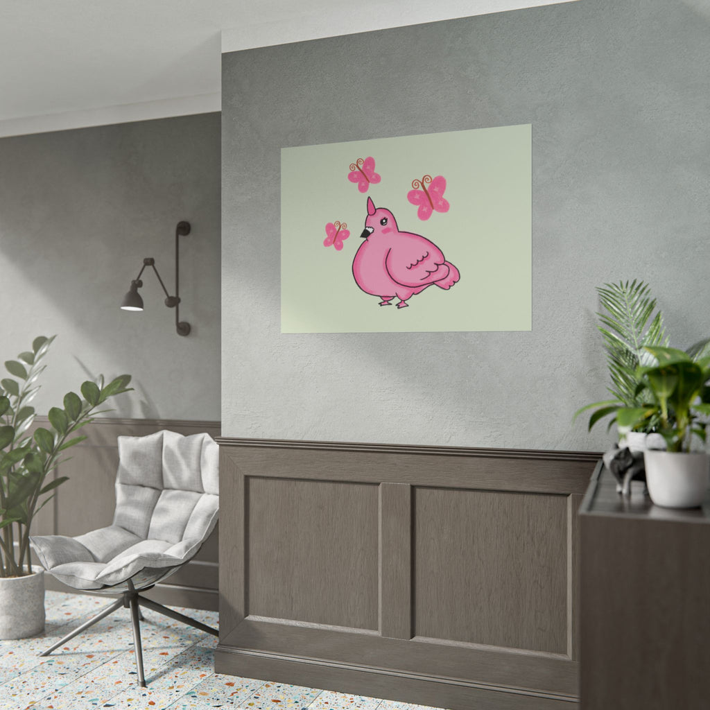 Unicorn Pigeon Butterfly Rolled Poster