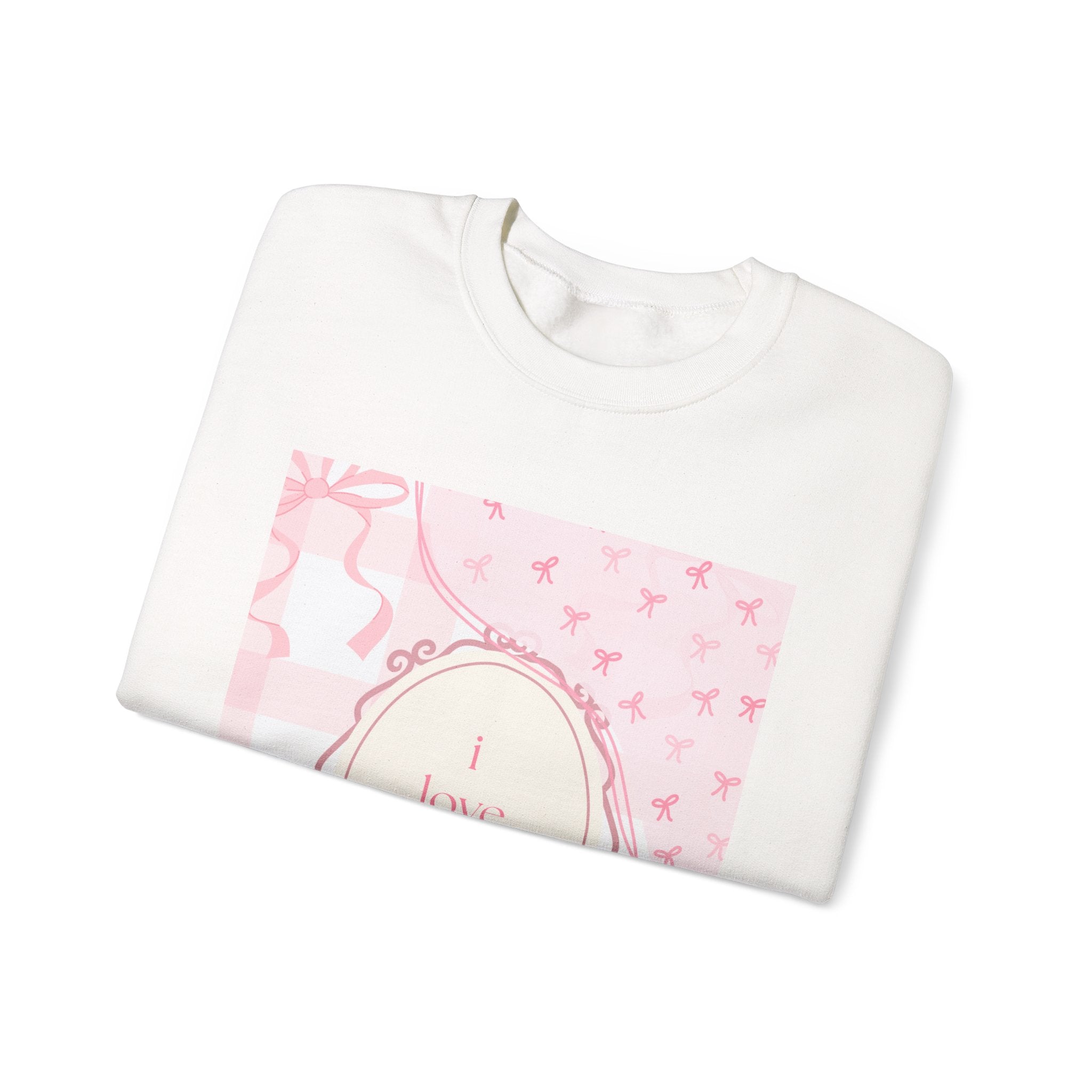 Crewneck Sweatshirt "I Love Pigeons" Pink Plaid Graphic