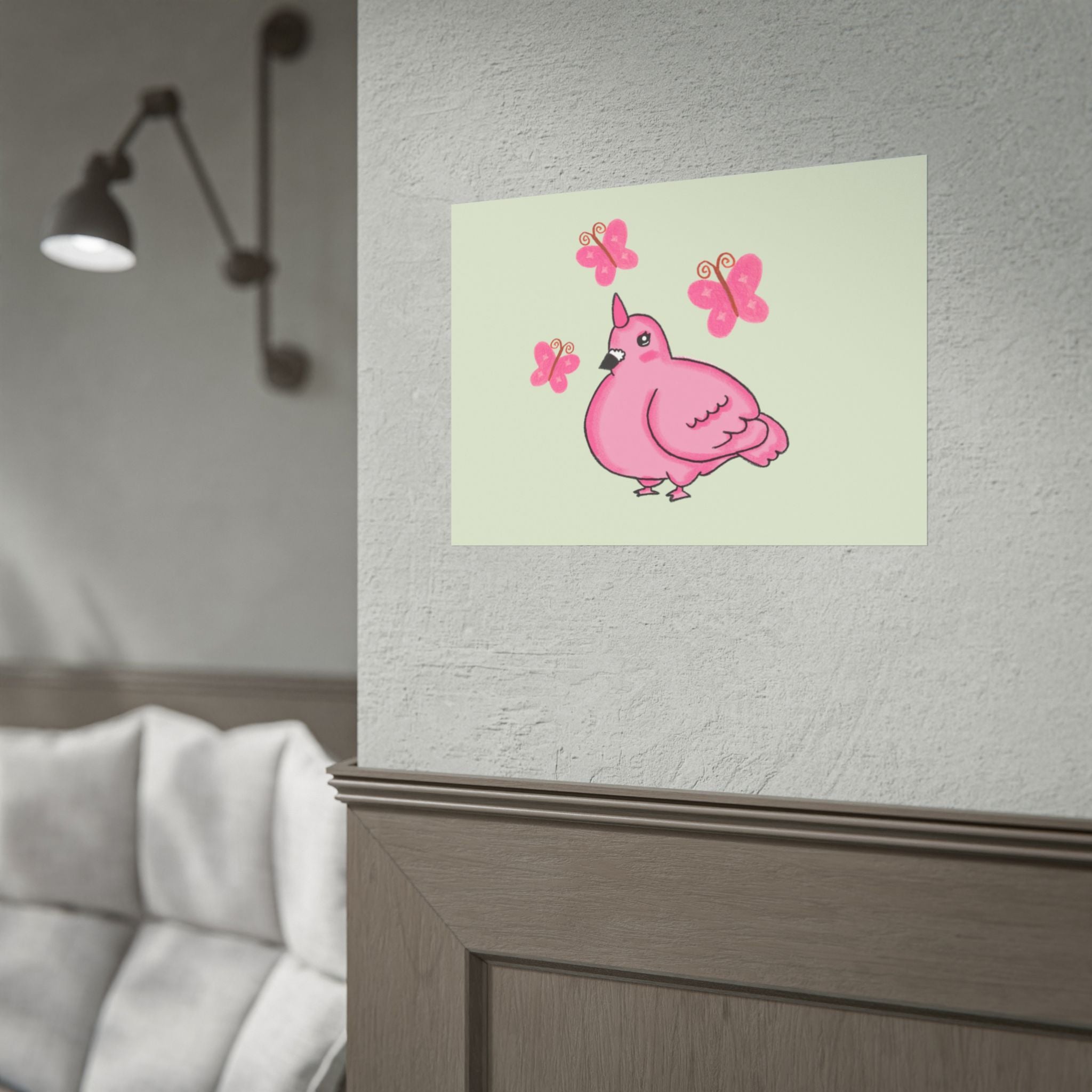 Unicorn Pigeon Butterfly Rolled Poster