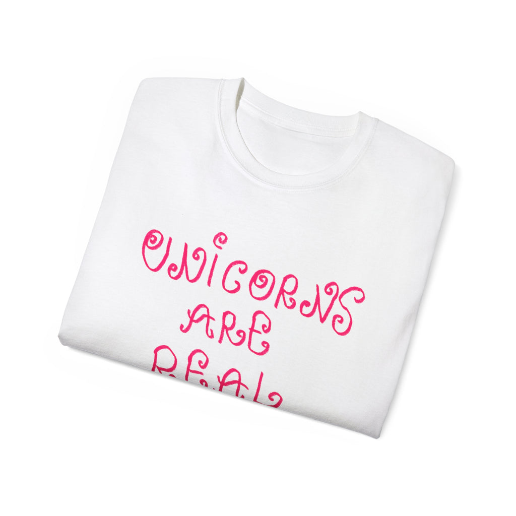 Unicorns Are Real Tee - Pink Retro Script Graphic T-Shirt