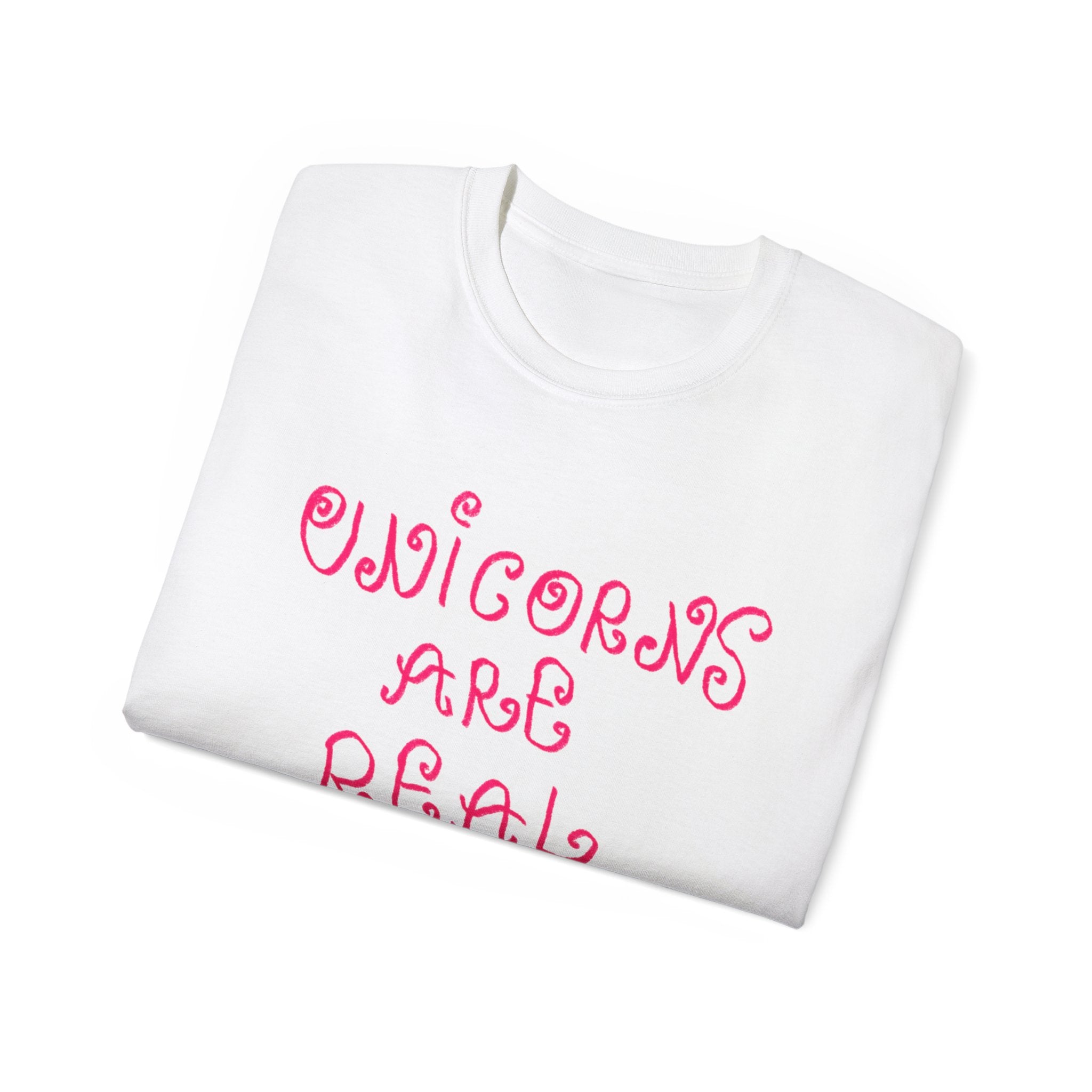 Unicorns Are Real Tee - Pink Retro Script Graphic T-Shirt