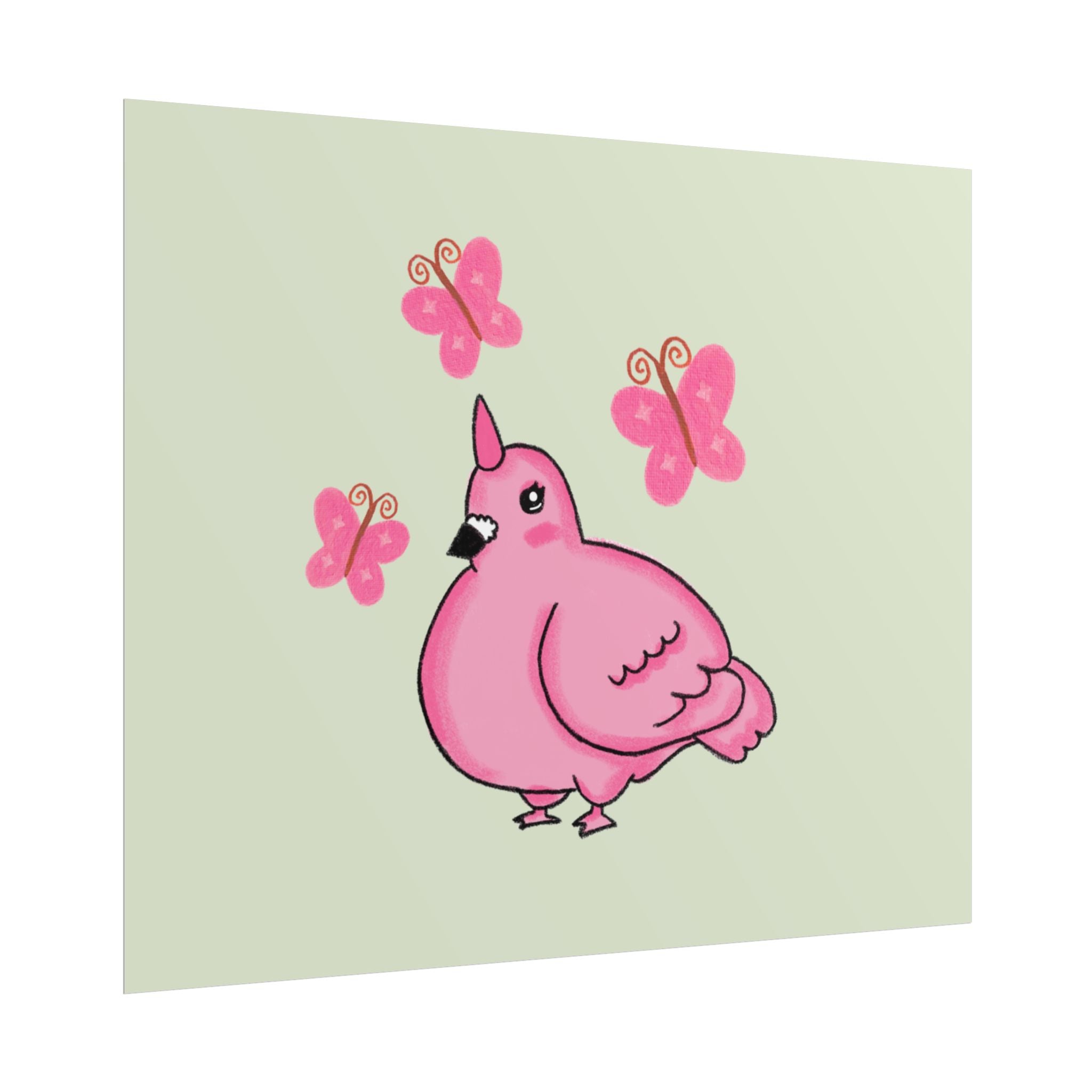 Unicorn Pigeon Butterfly Rolled Poster