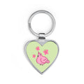 Pink and Green Pigeon Heart Keychain