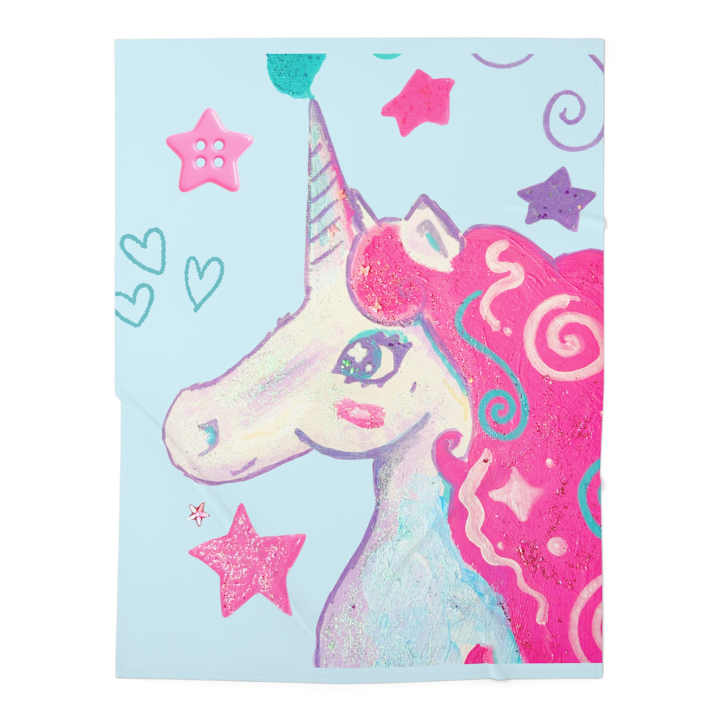 Unicorn Stars Baby Swaddle Blanket - Pink & Aqua Newborn Wrap