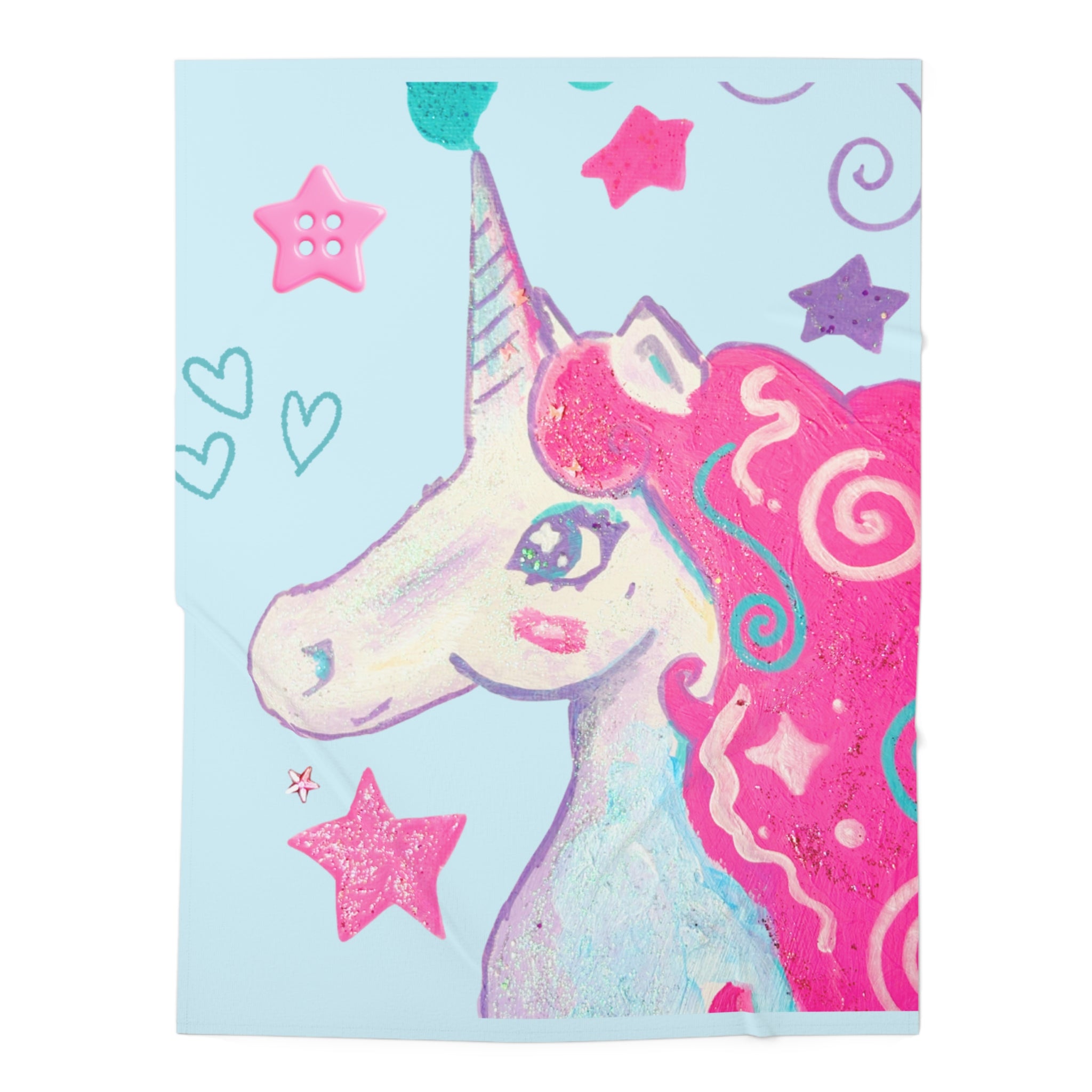 Unicorn Stars Baby Swaddle Blanket - Pink & Aqua Newborn Wrap