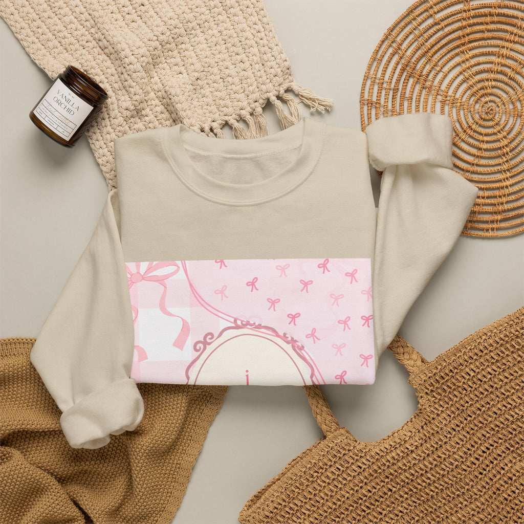 Crewneck Sweatshirt "I Love Pigeons" Pink Plaid Graphic