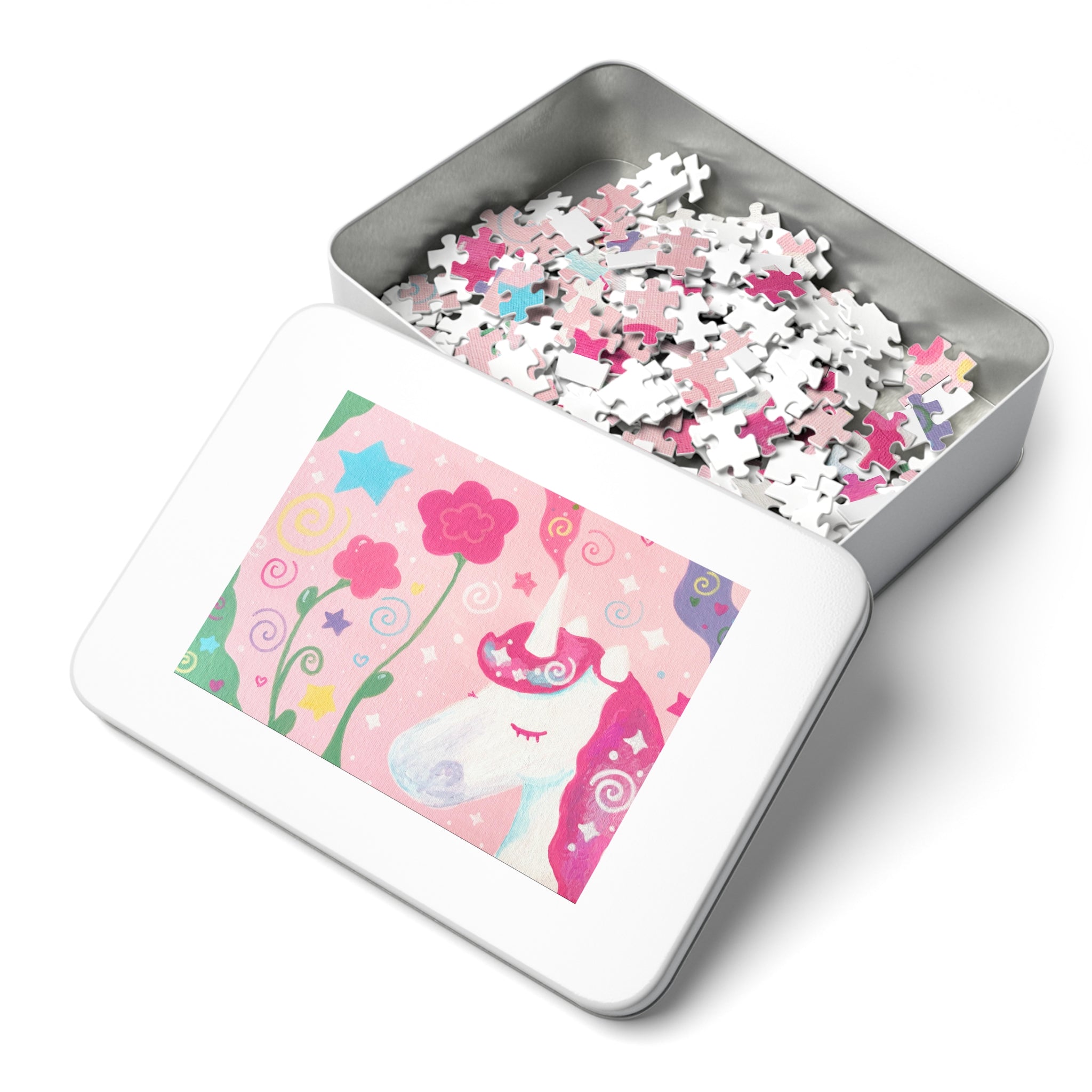 Unicorn Garden Jigsaw Puzzle: 252-Piece Puzzle with Tin