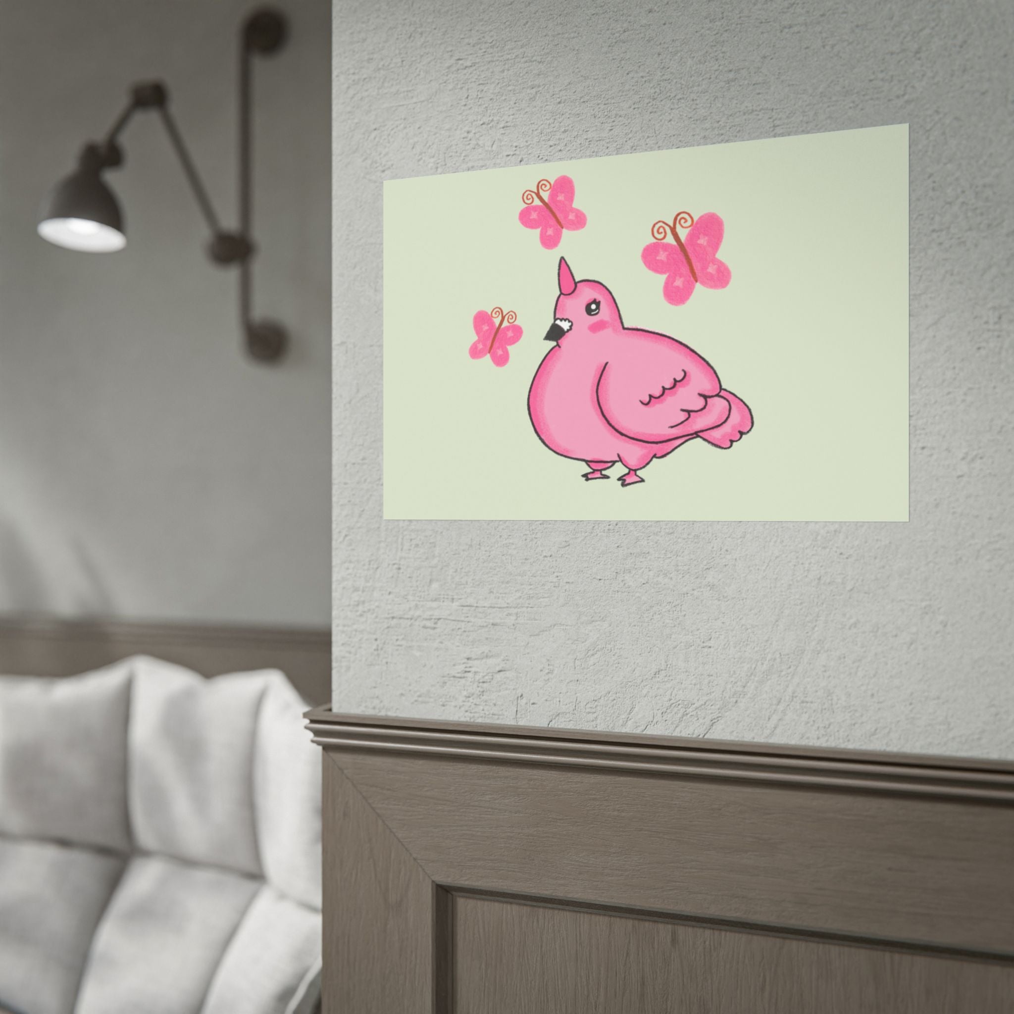 Unicorn Pigeon Butterfly Rolled Poster