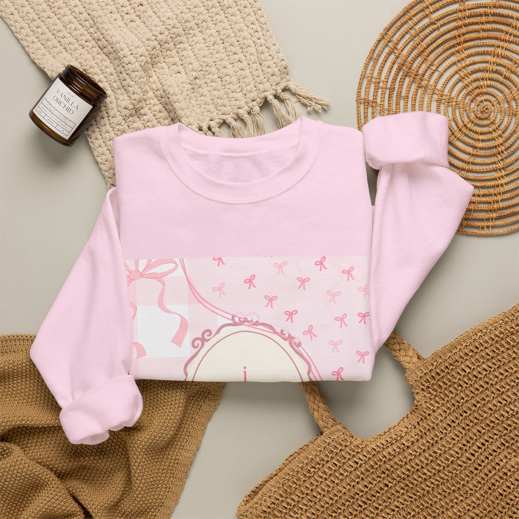 Crewneck Sweatshirt "I Love Pigeons" Pink Plaid Graphic