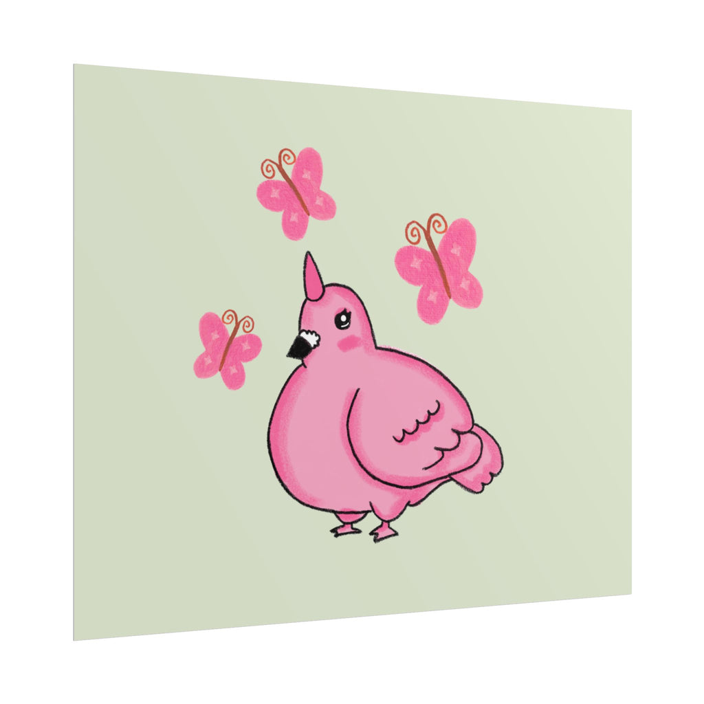 Unicorn Pigeon Butterfly Rolled Poster