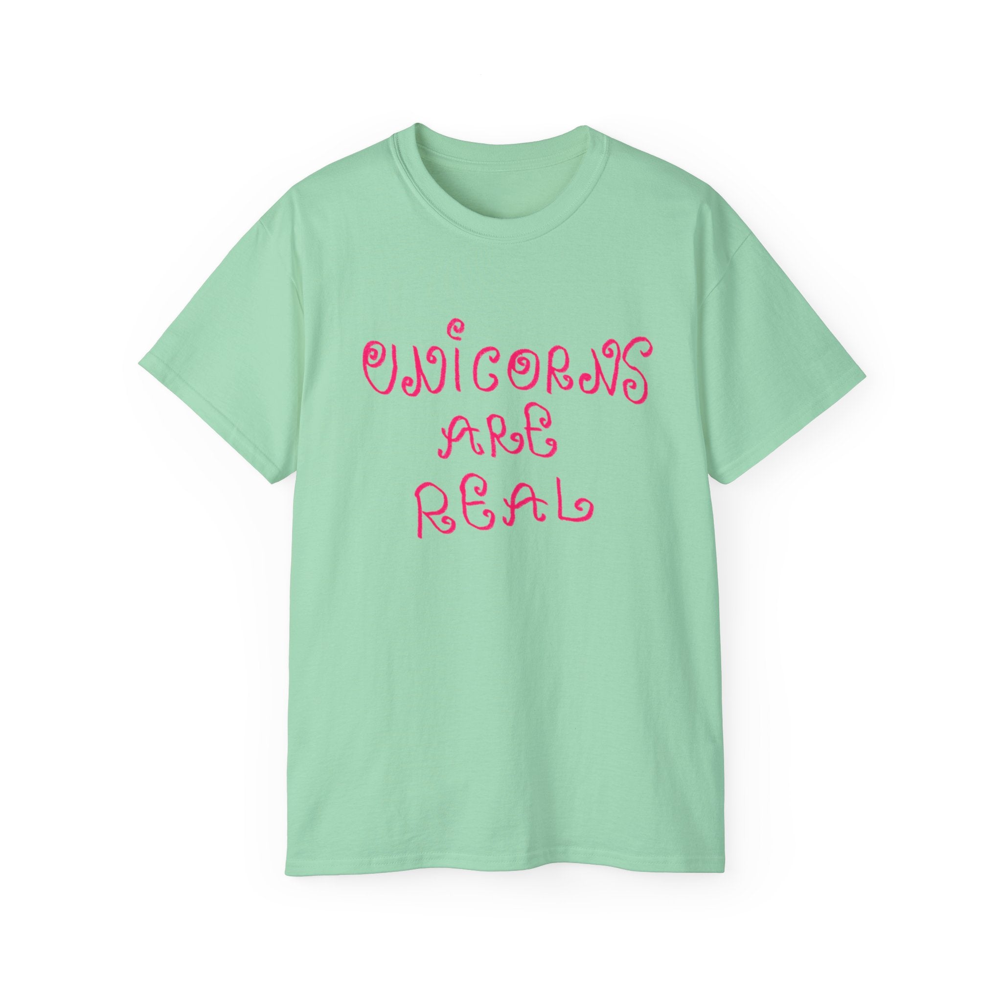 Unicorns Are Real Tee - Pink Retro Script Graphic T-Shirt