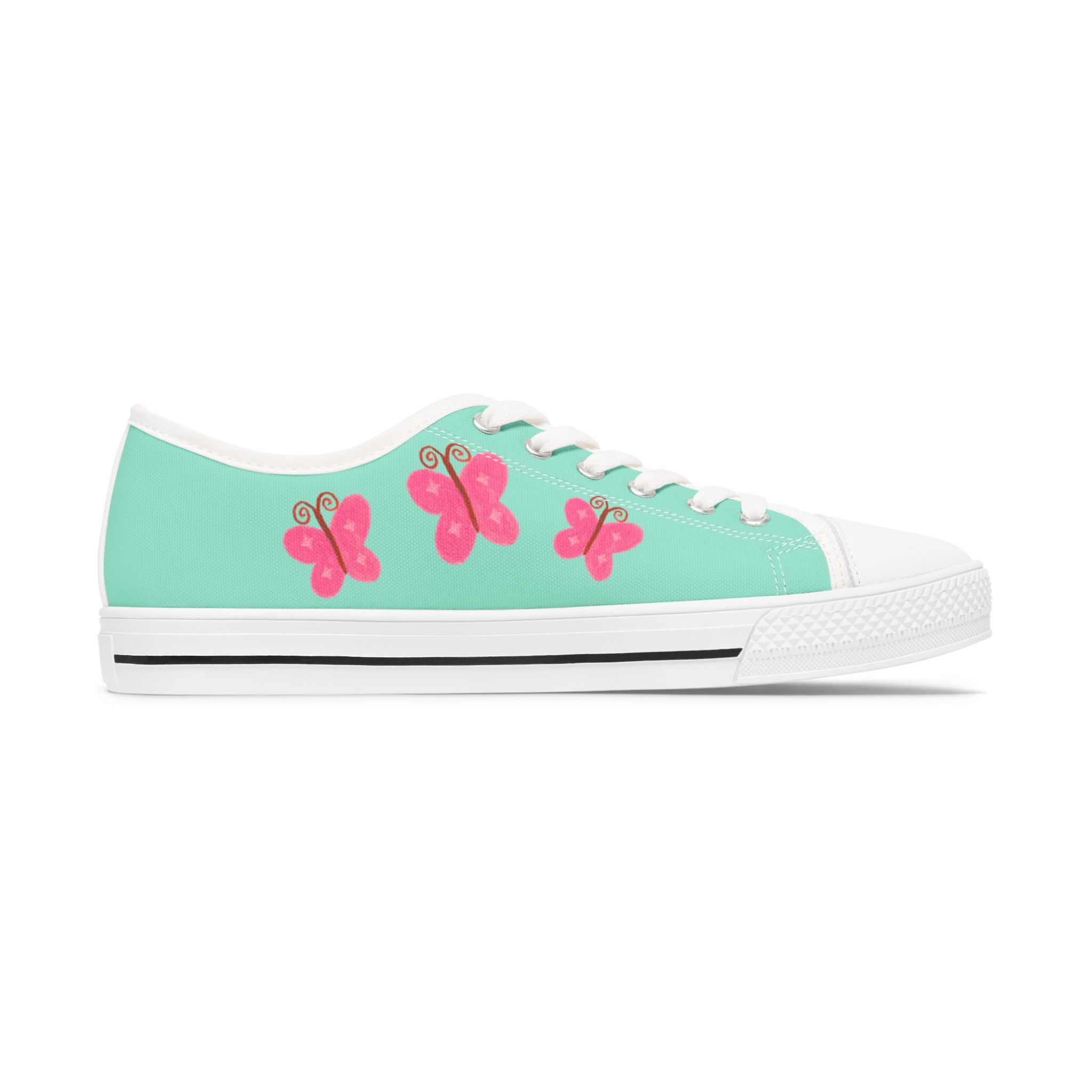 Mint Teal Canvas Shoes with Pink Butterflies