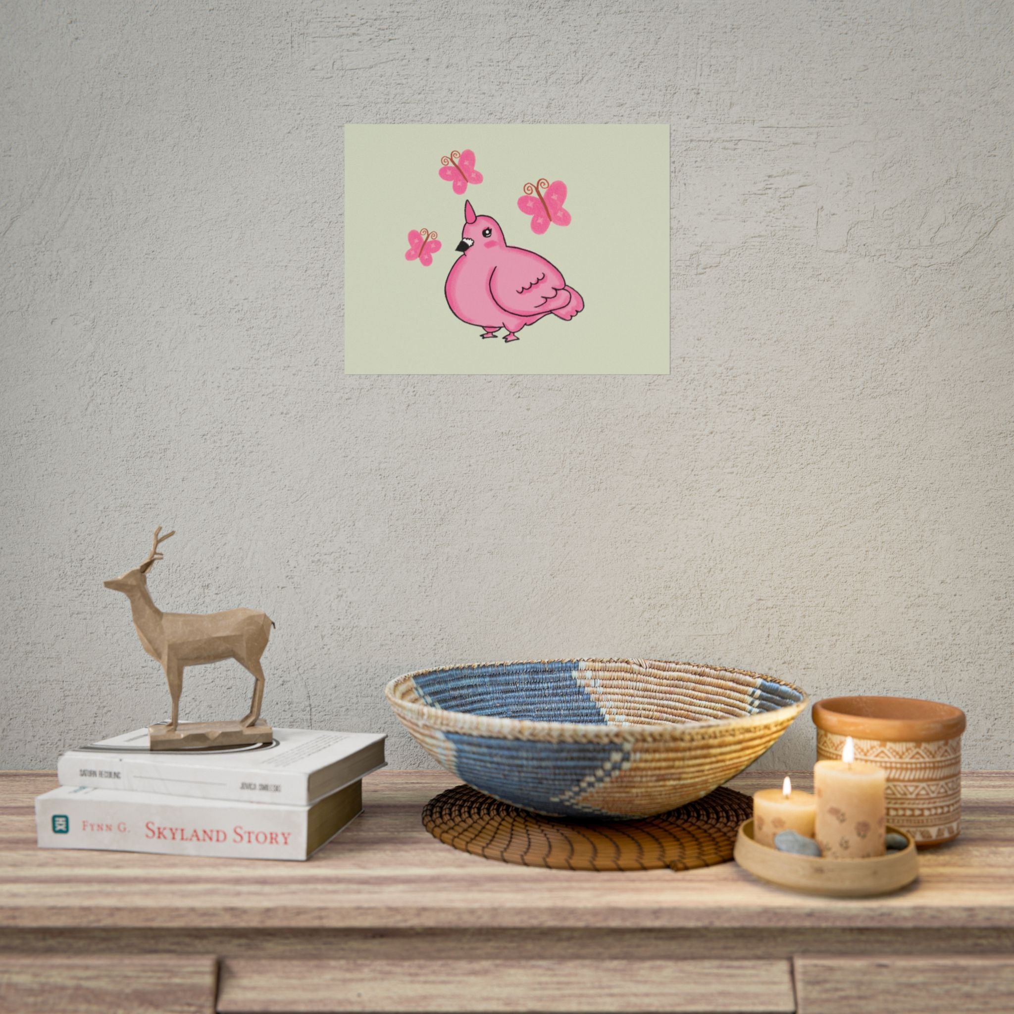 Unicorn Pigeon Butterfly Rolled Poster