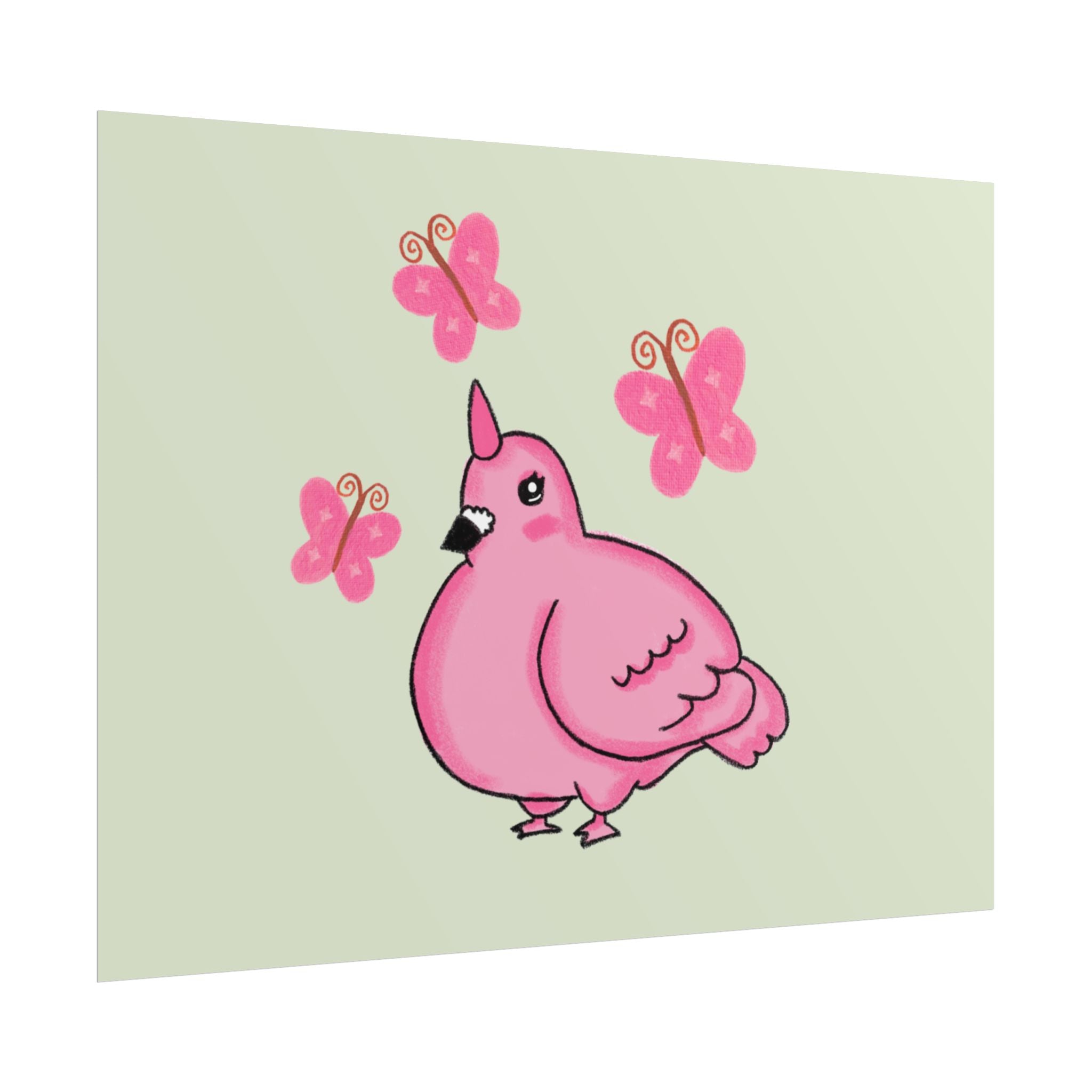 Unicorn Pigeon Butterfly Rolled Poster