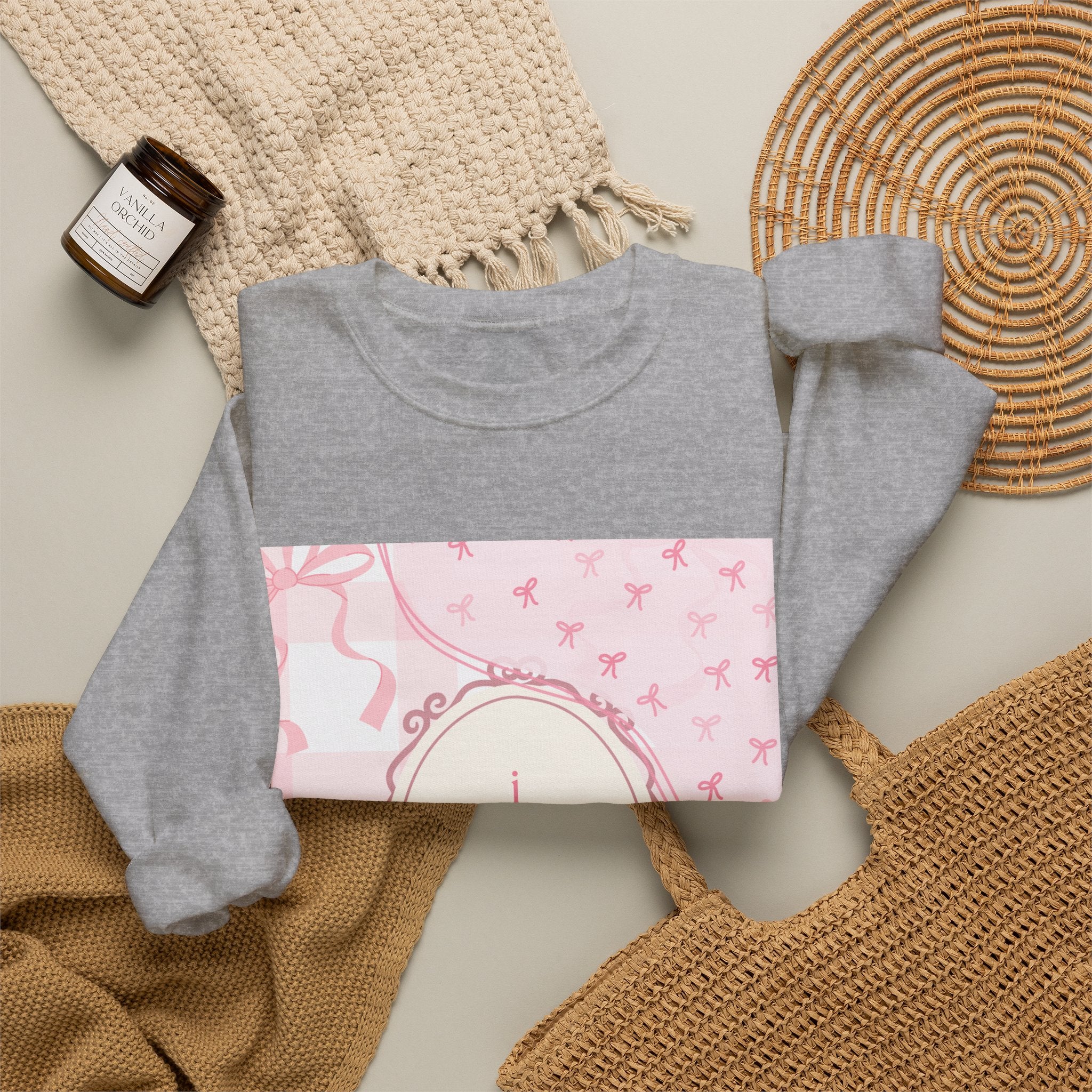 Crewneck Sweatshirt "I Love Pigeons" Pink Plaid Graphic