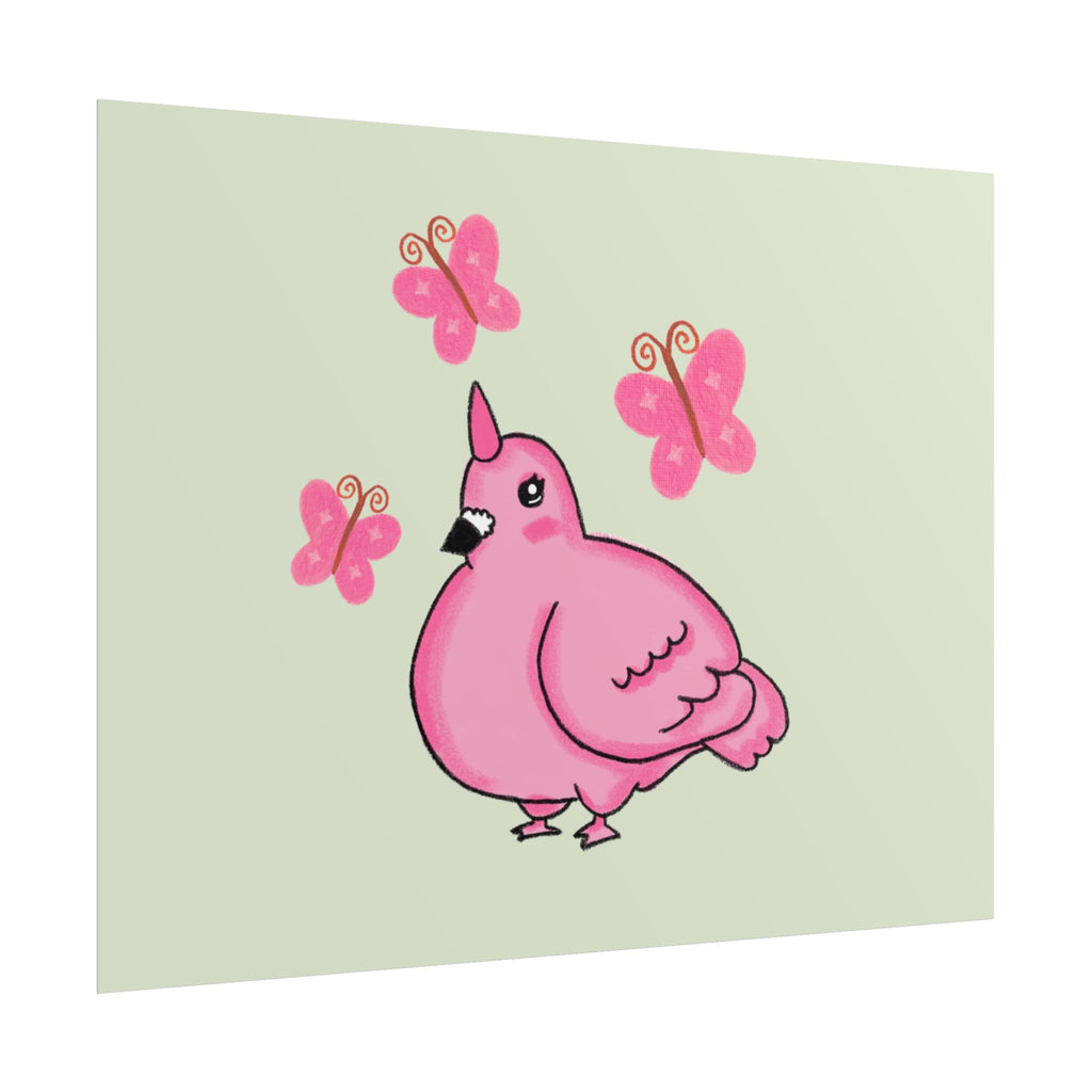 Unicorn Pigeon Butterfly Rolled Poster