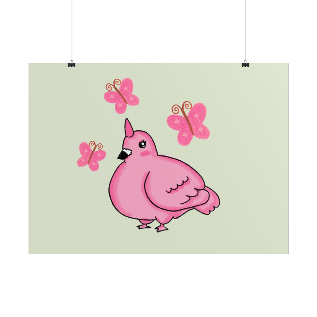 Unicorn Pigeon Butterfly Rolled Poster