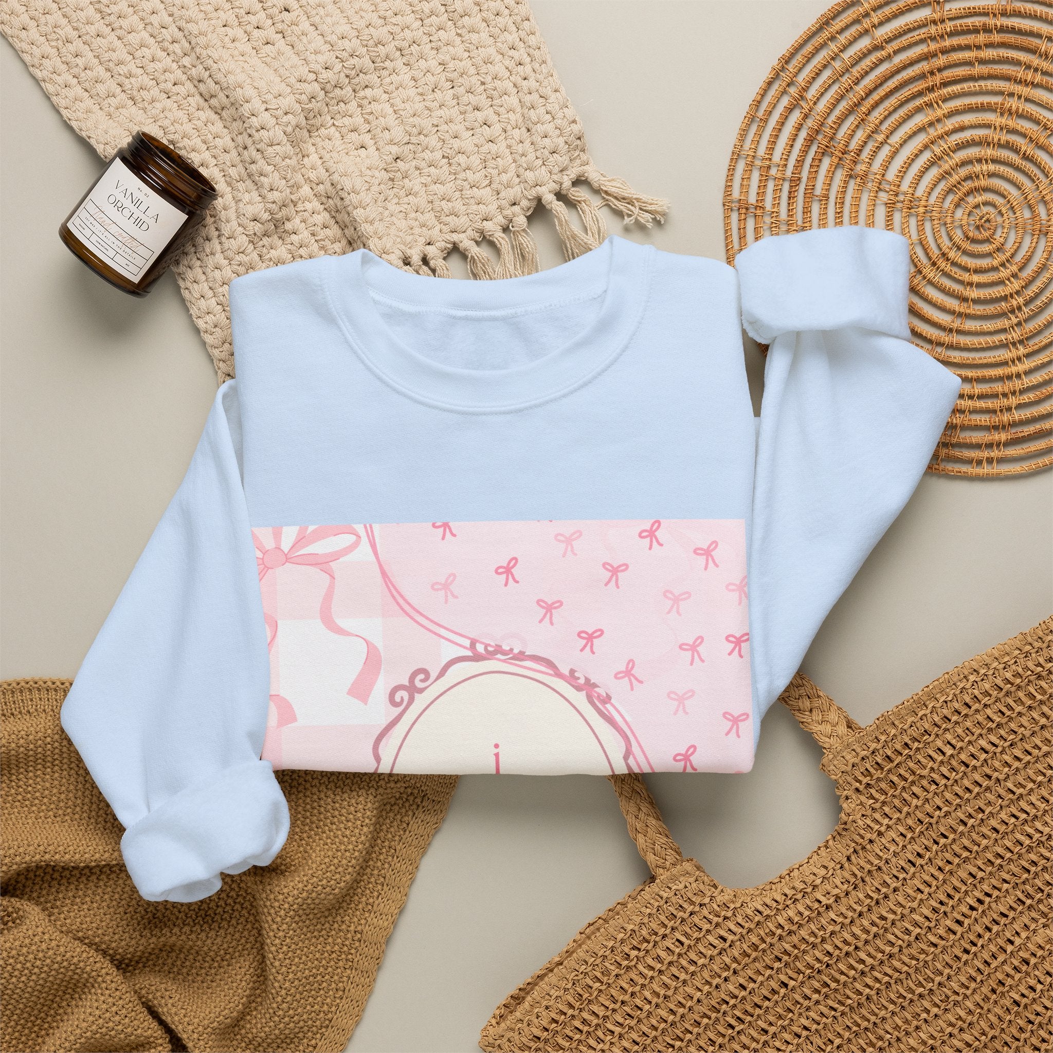 Crewneck Sweatshirt "I Love Pigeons" Pink Plaid Graphic