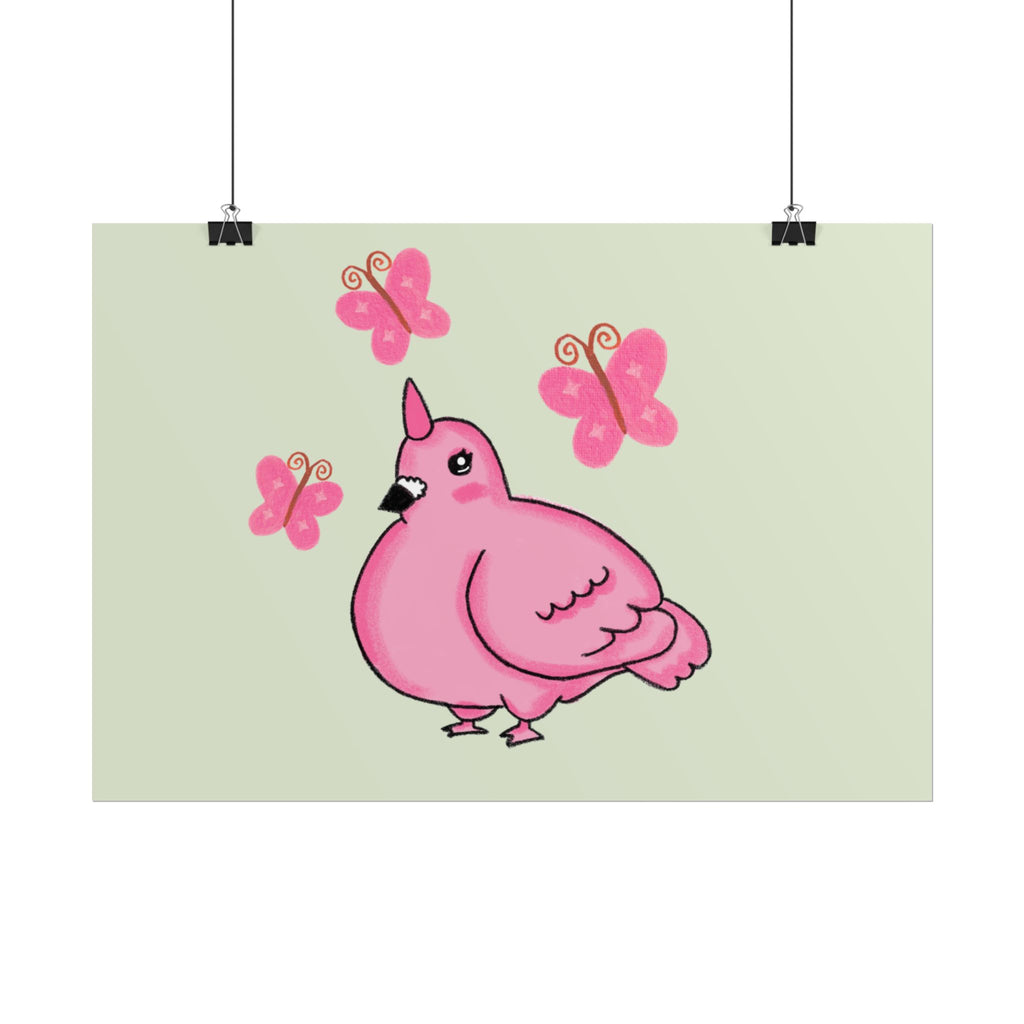 Unicorn Pigeon Butterfly Rolled Poster