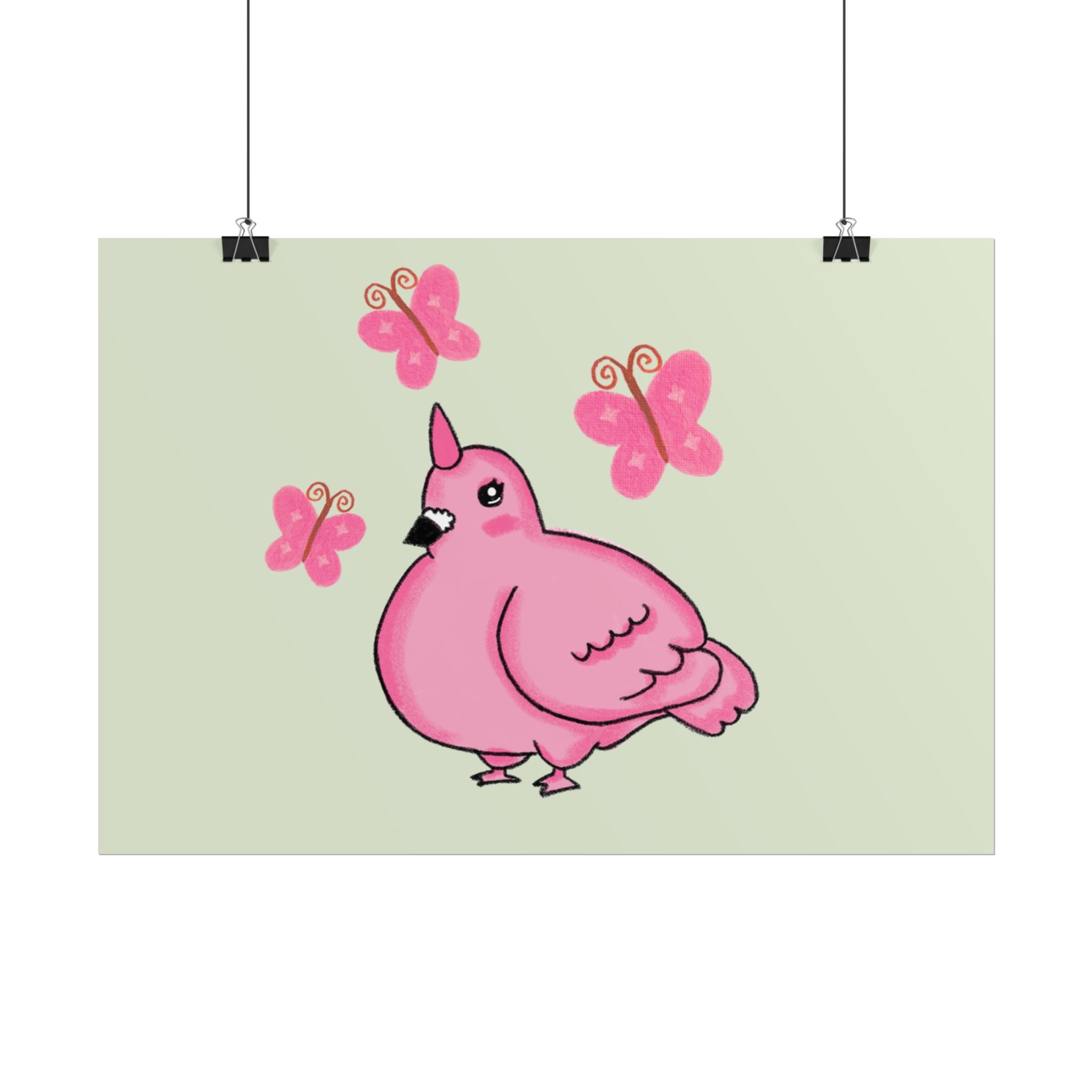 Unicorn Pigeon Butterfly Rolled Poster