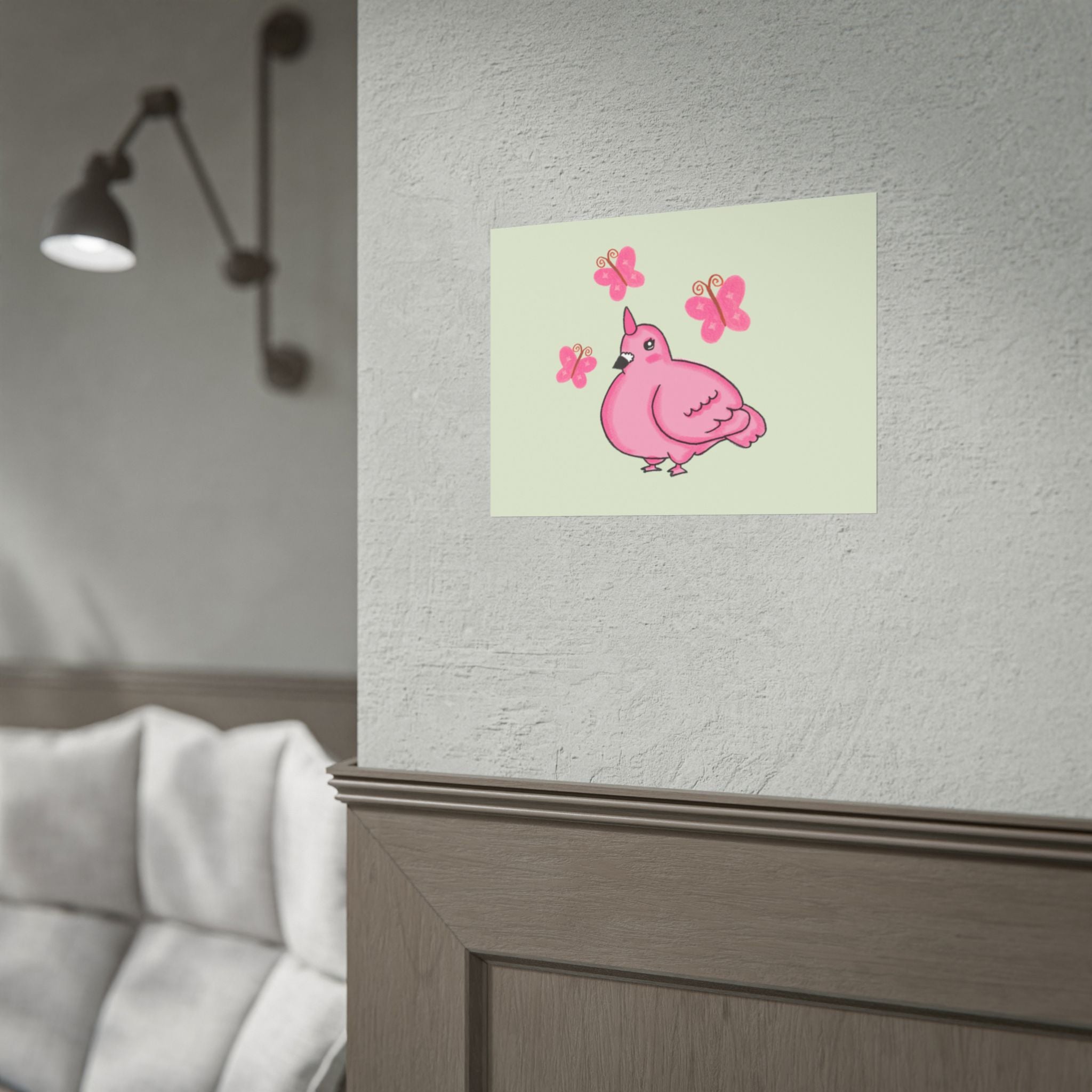 Unicorn Pigeon Butterfly Rolled Poster