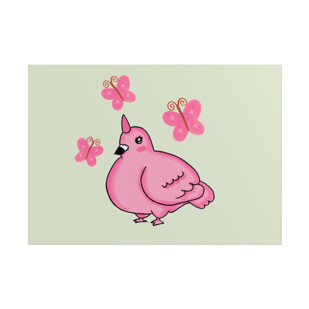 Unicorn Pigeon Butterfly Rolled Poster