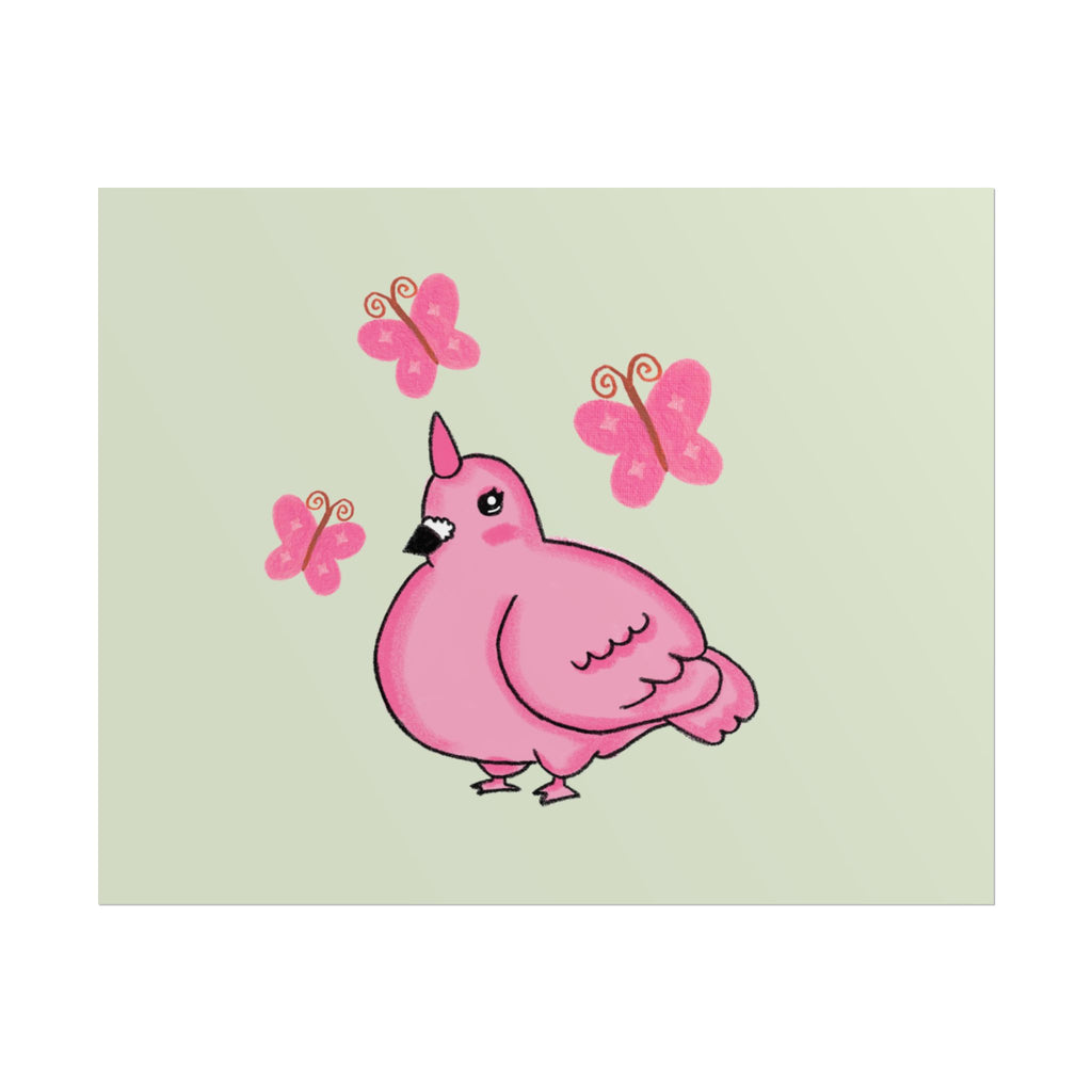 Unicorn Pigeon Butterfly Rolled Poster