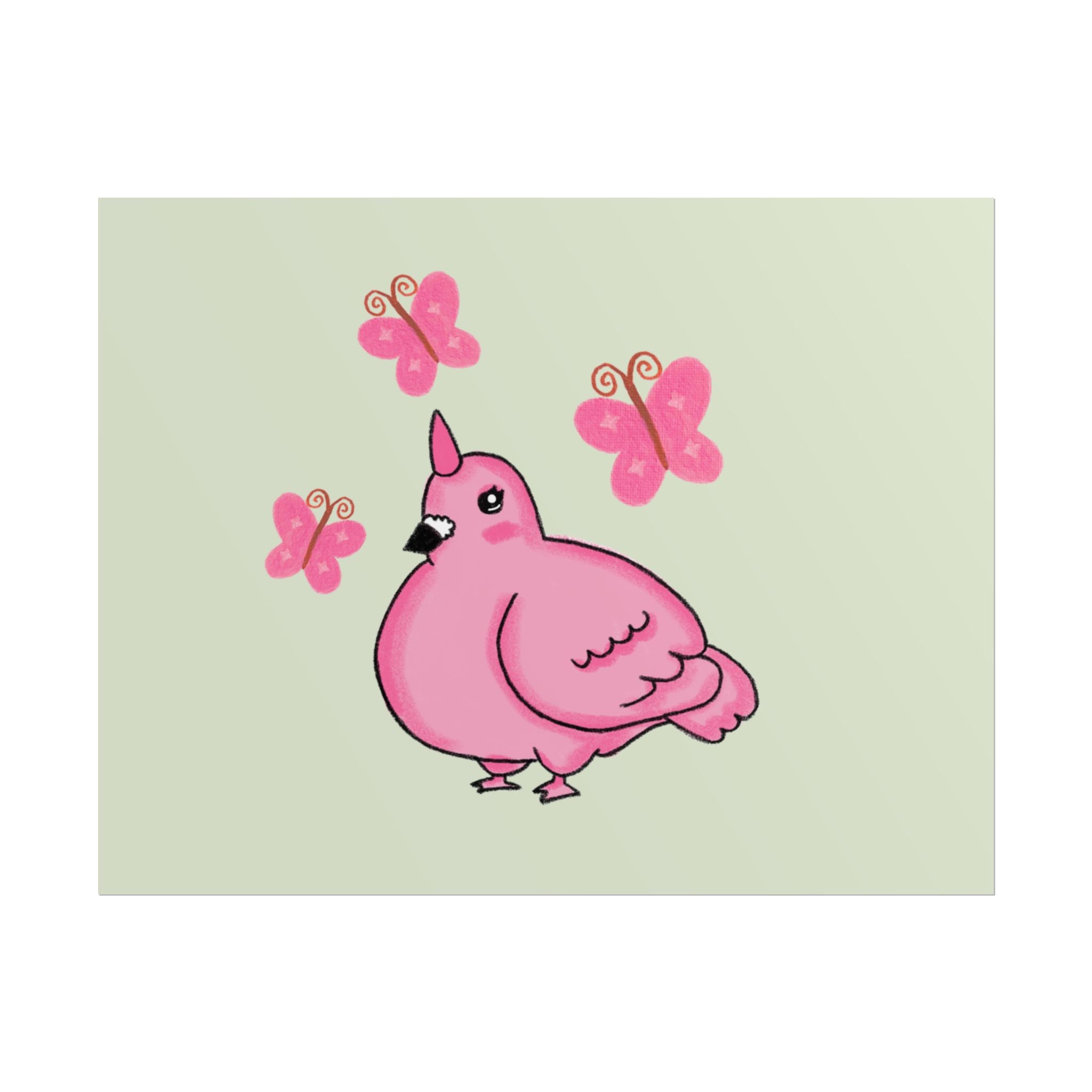 Unicorn Pigeon Butterfly Rolled Poster