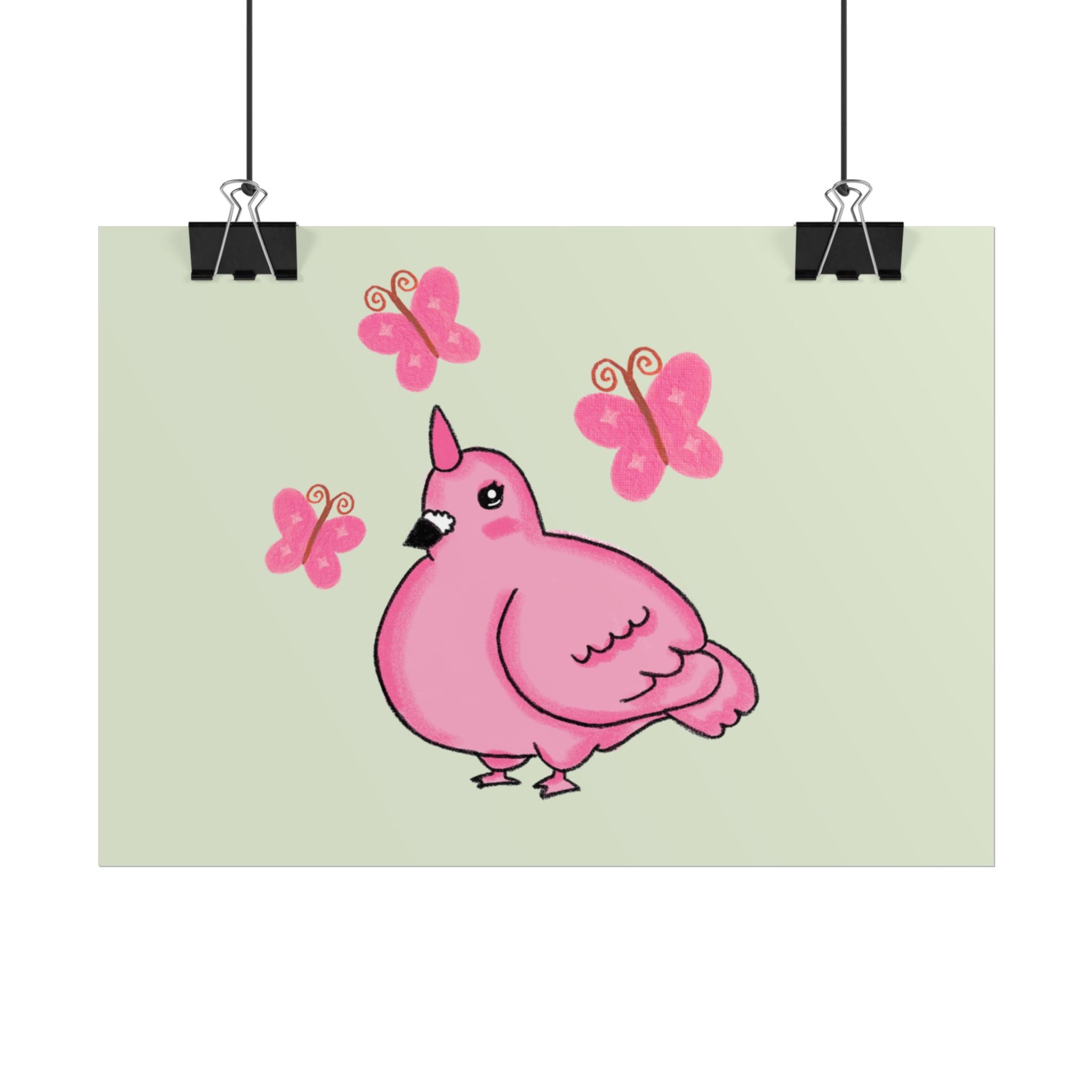 Unicorn Pigeon Butterfly Rolled Poster