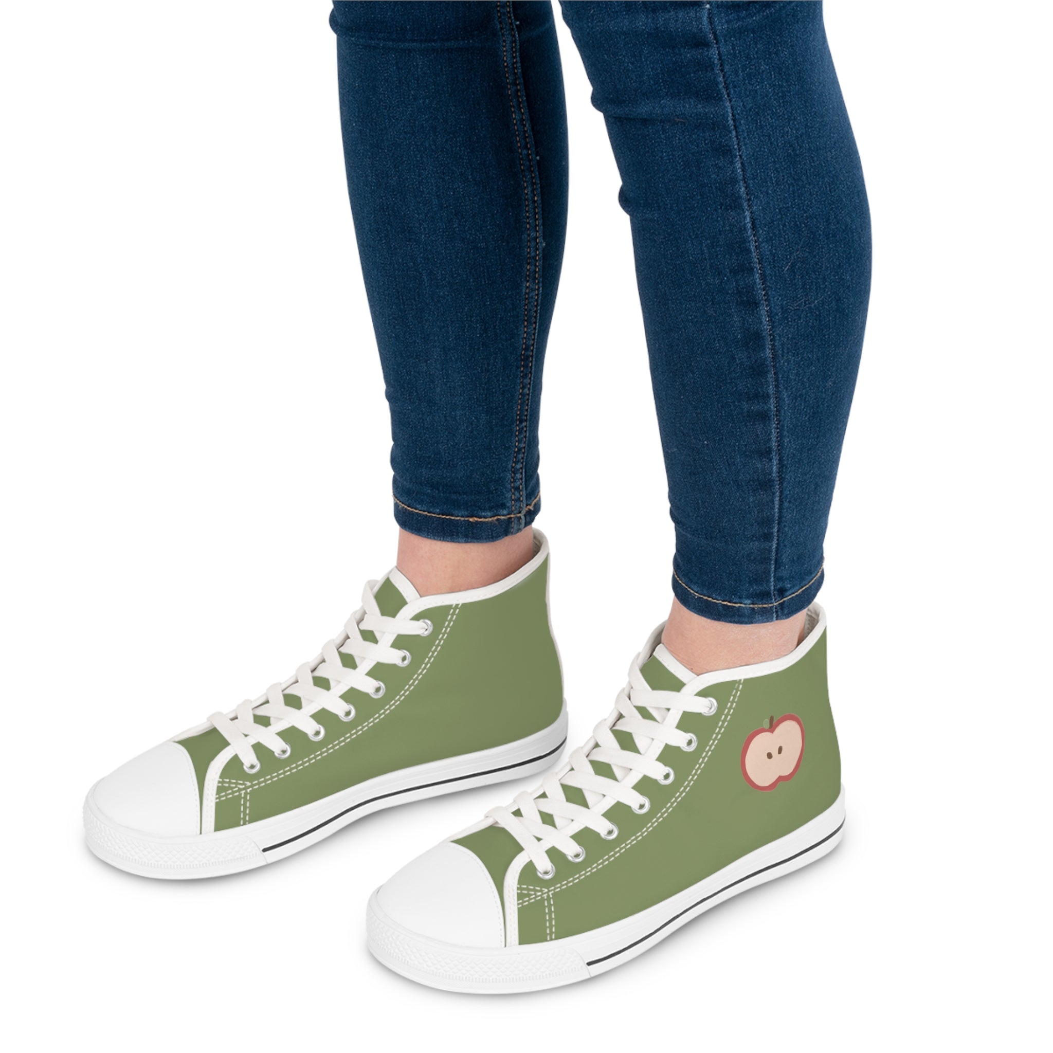 Olive Green Apple High-Top Sneakers (Women's Trainers)