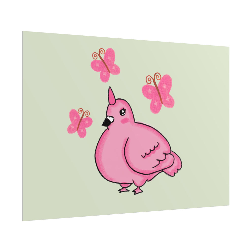 Unicorn Pigeon Butterfly Rolled Poster