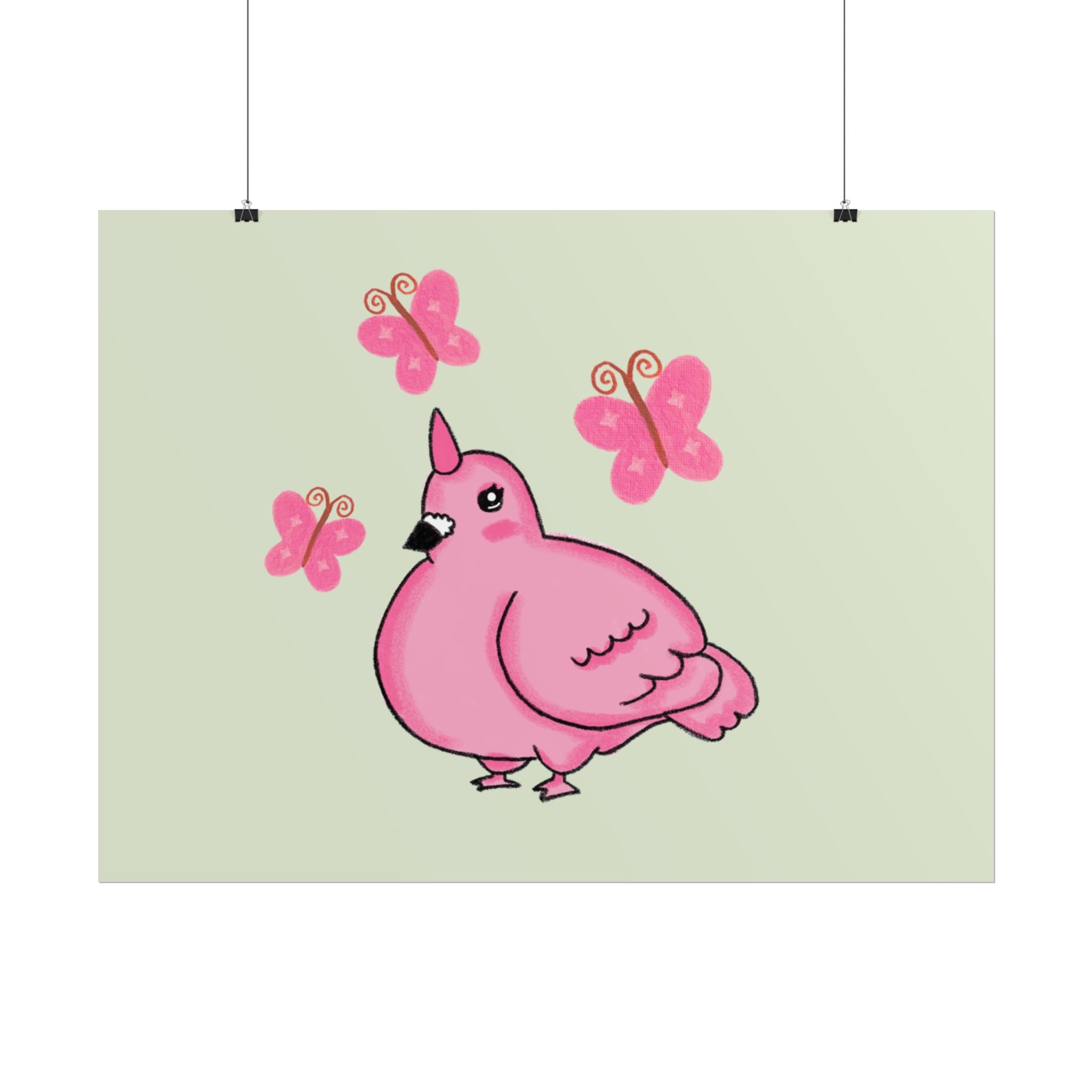 Unicorn Pigeon Butterfly Rolled Poster