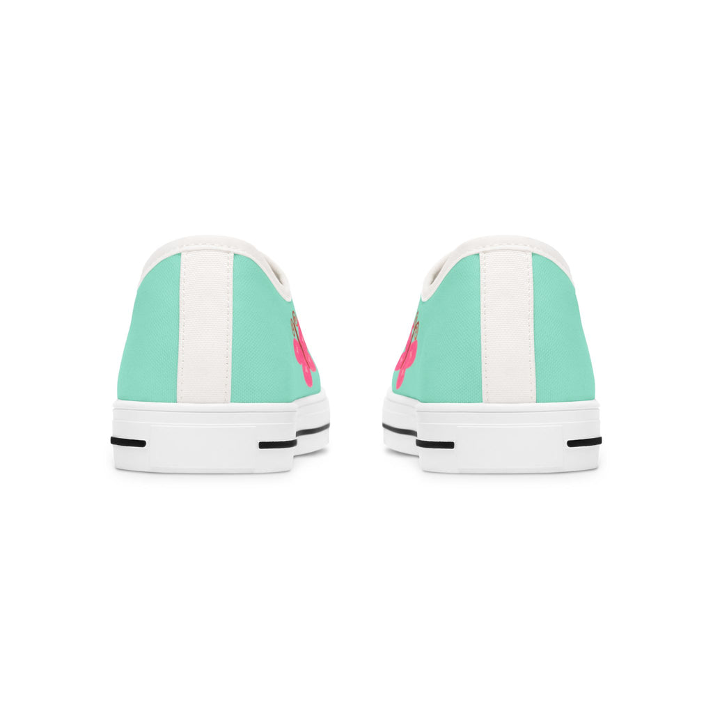 Mint Teal Canvas Shoes with Pink Butterflies