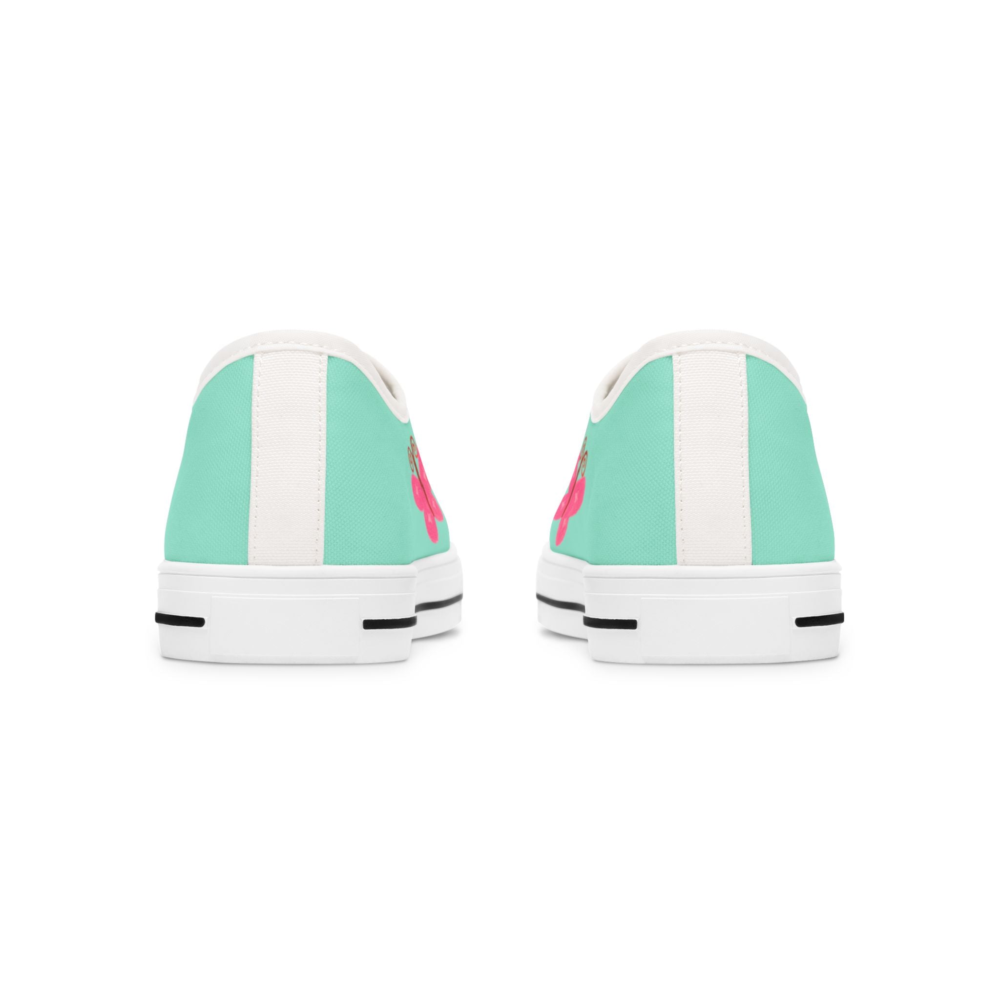 Mint Teal Canvas Shoes with Pink Butterflies