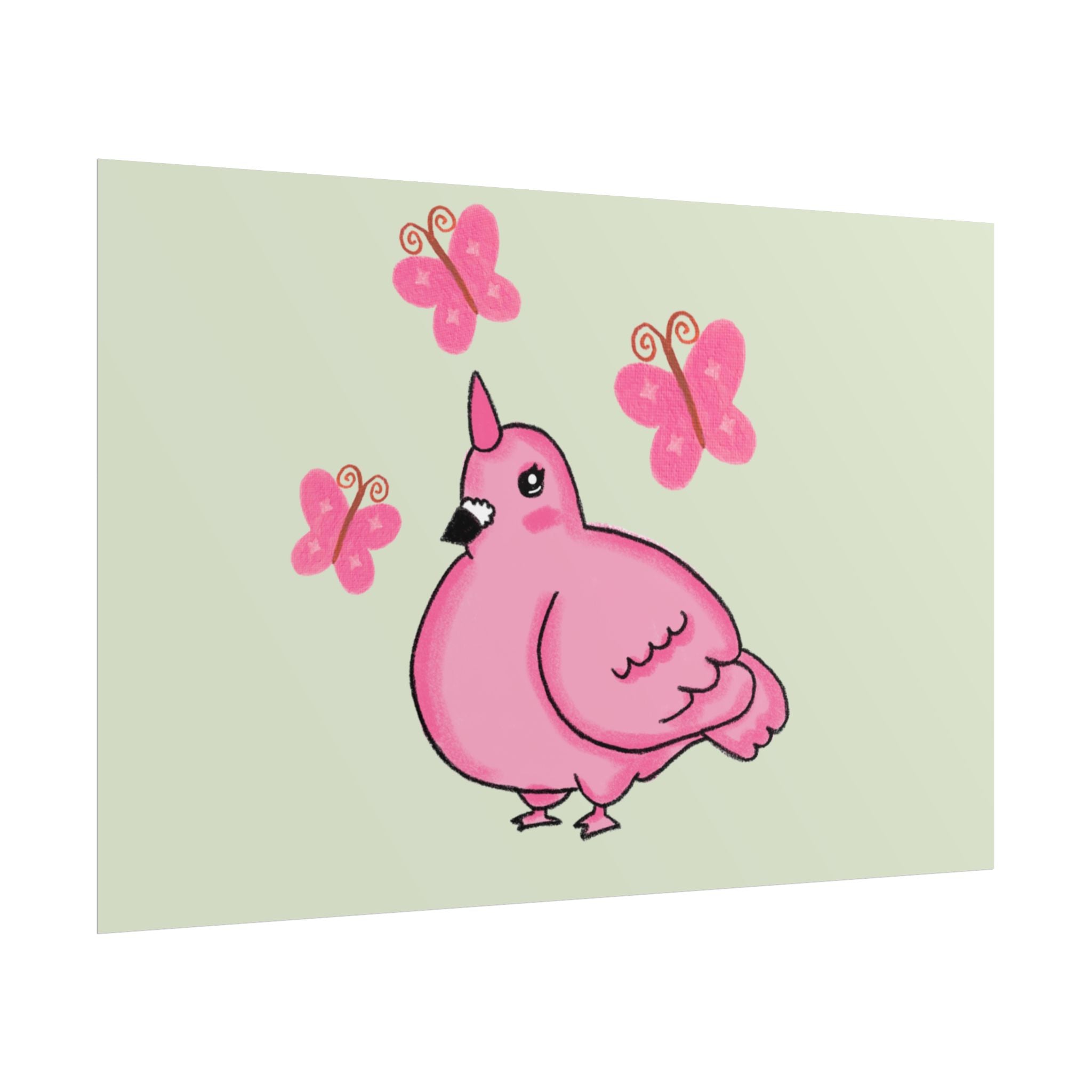 Unicorn Pigeon Butterfly Rolled Poster