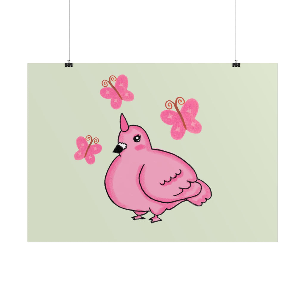 Unicorn Pigeon Butterfly Rolled Poster