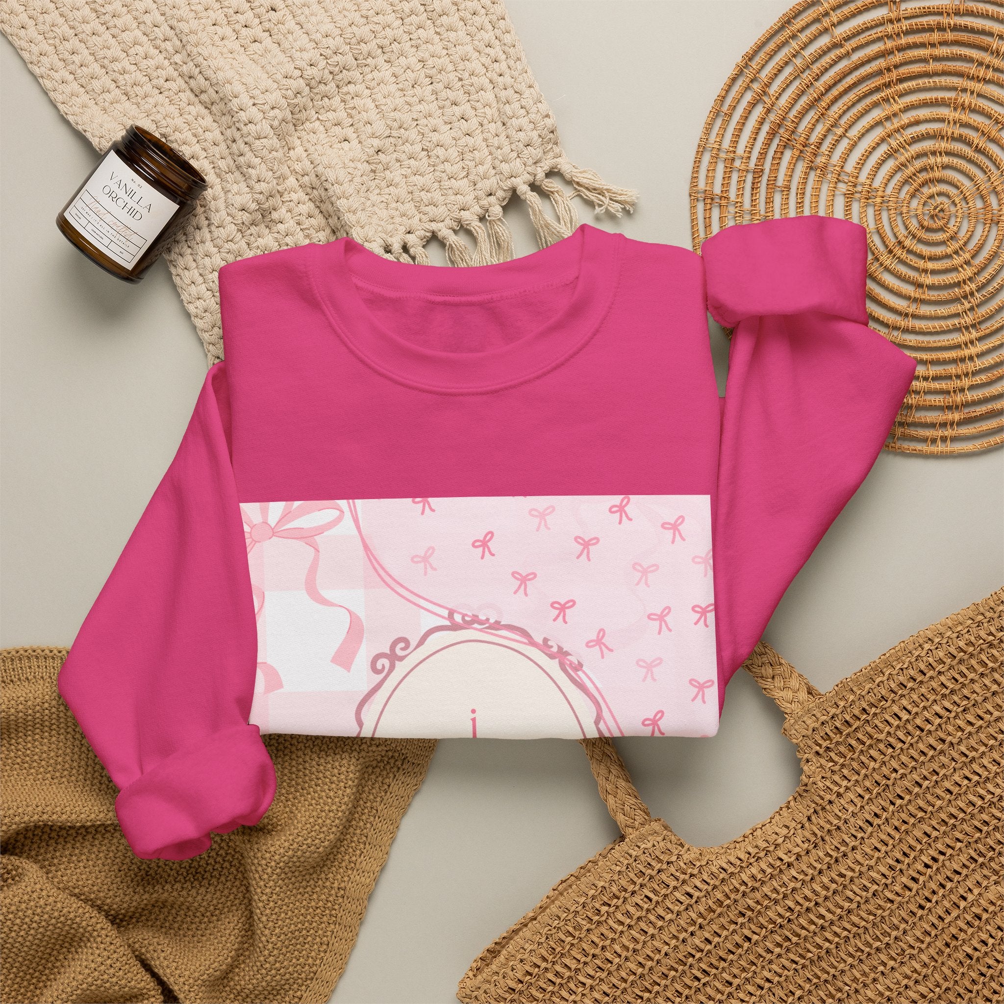 Crewneck Sweatshirt "I Love Pigeons" Pink Plaid Graphic