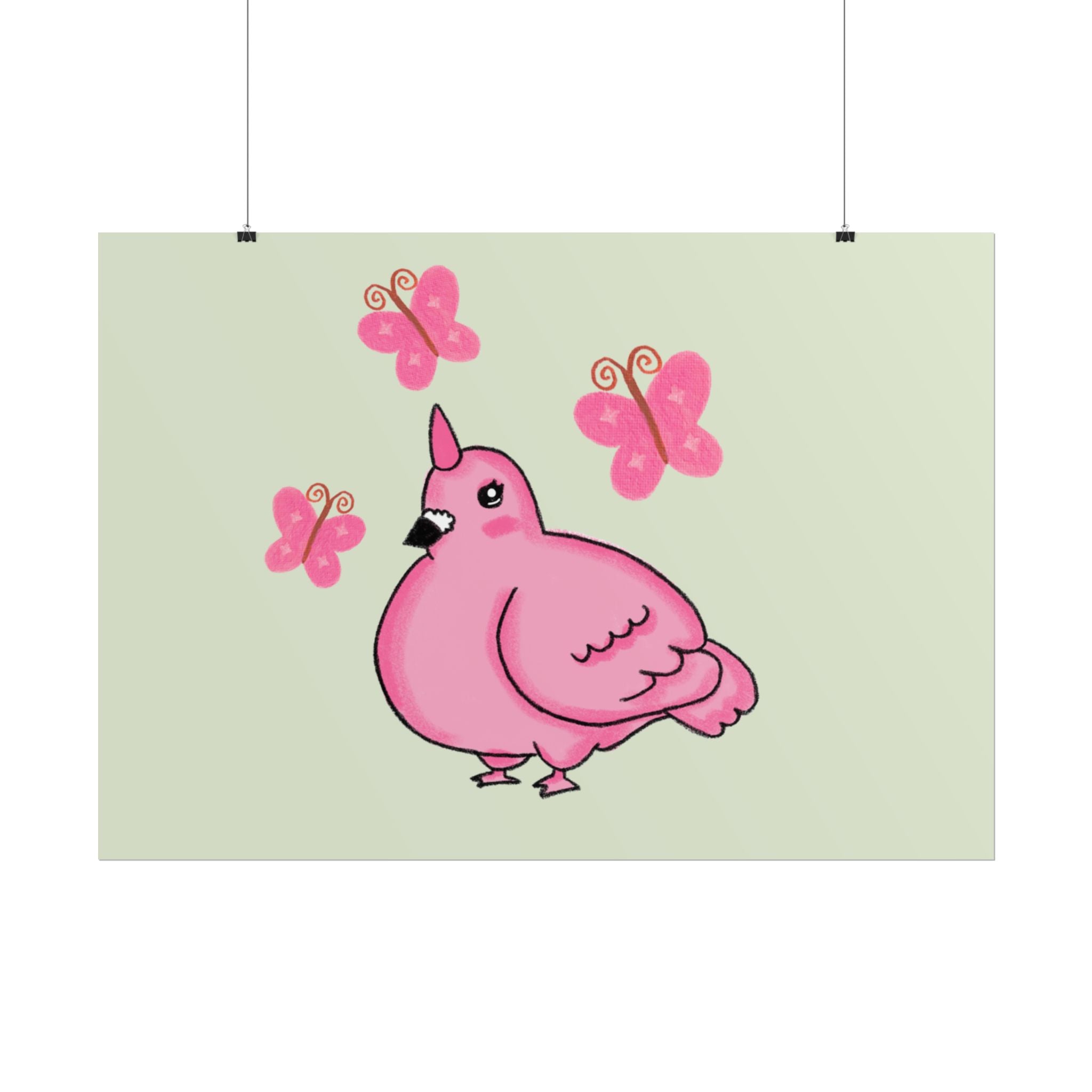 Unicorn Pigeon Butterfly Rolled Poster